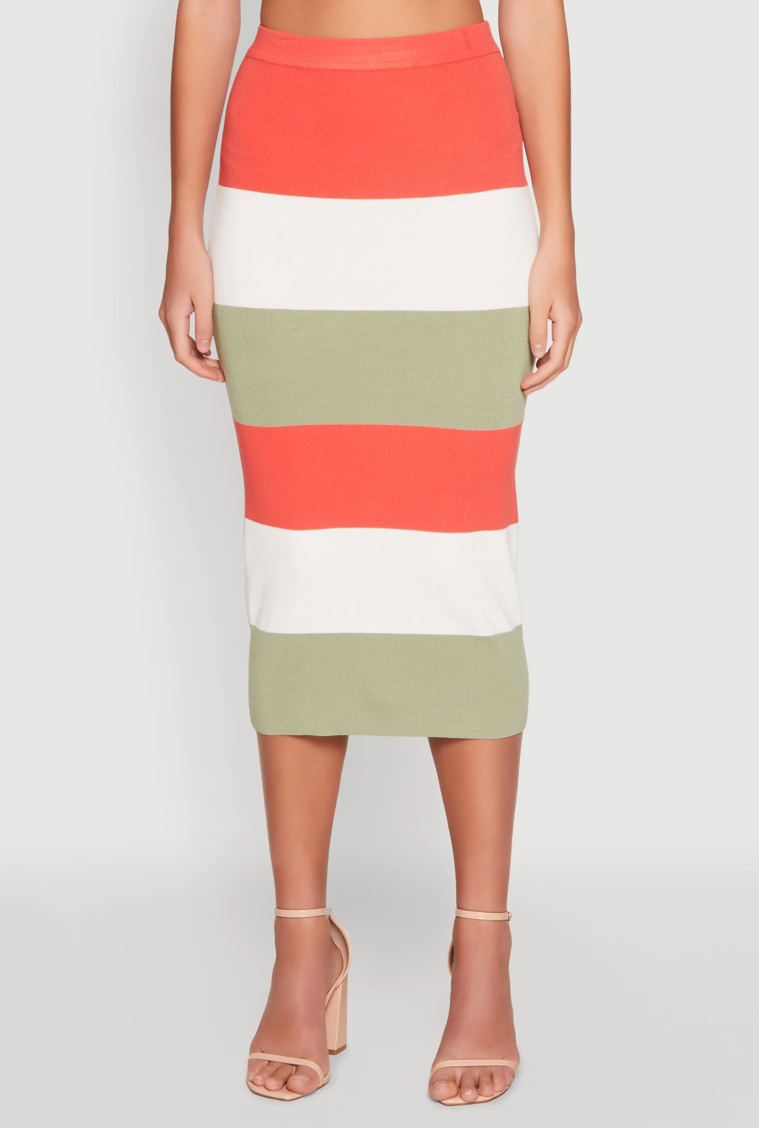 Color Block Knit Midi Skirt sold by Rainbow product image thumbnail 3