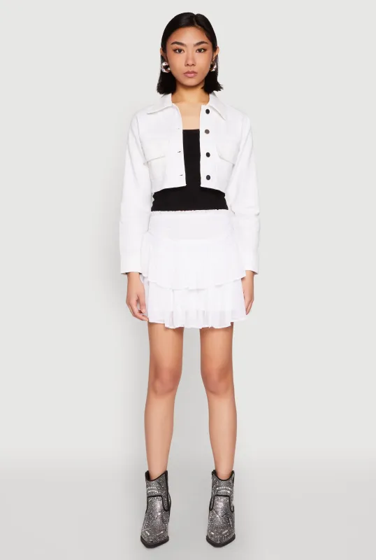 Spoon Jeans Smocked Waist Tiered Skirt sold by Rainbow