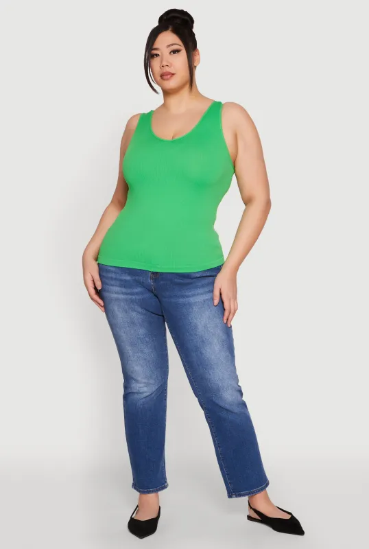 Plus Size Seamless Rib Knit Tank Top sold by Rainbow