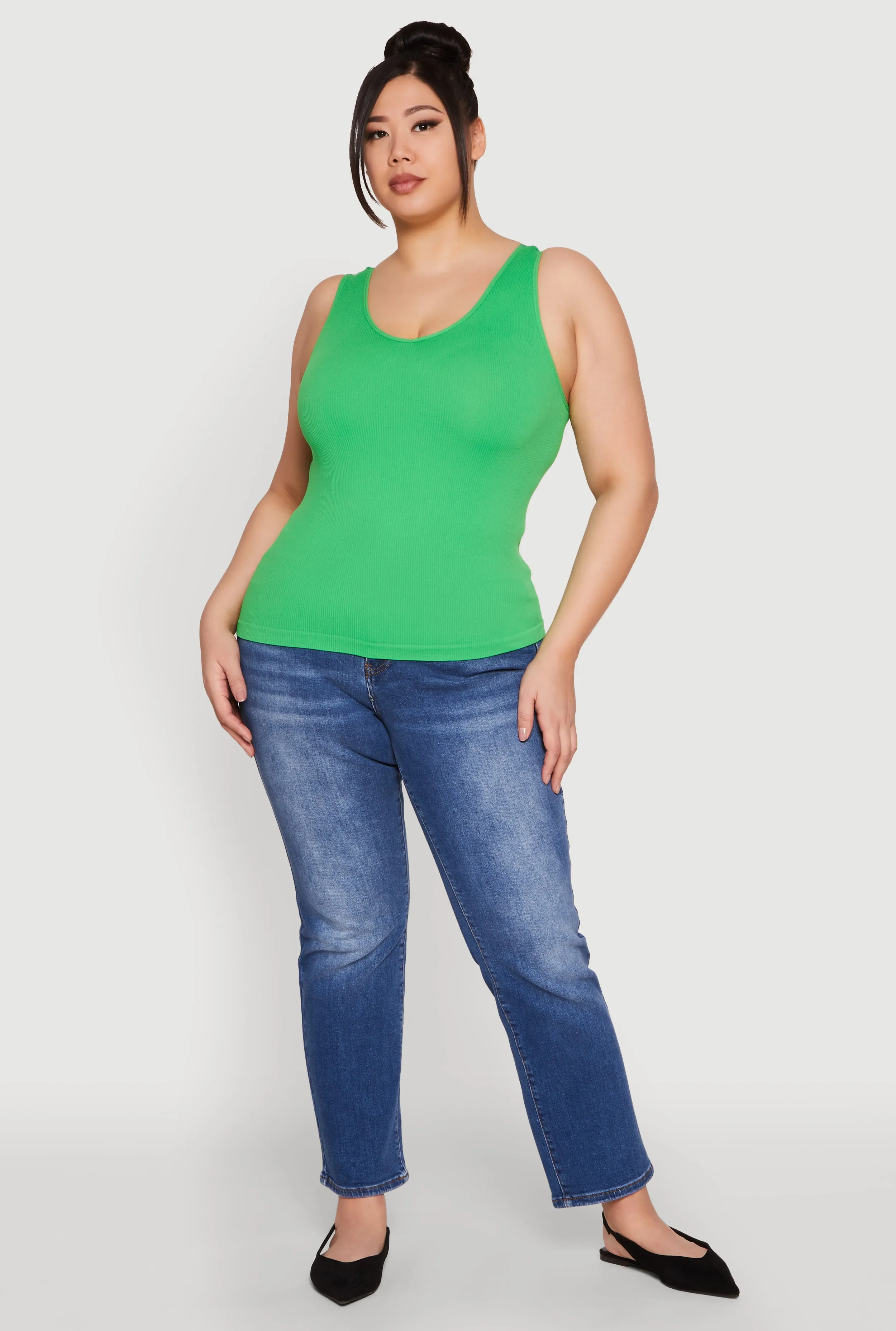 Plus Size Seamless Rib Knit Tank Top sold by Rainbow