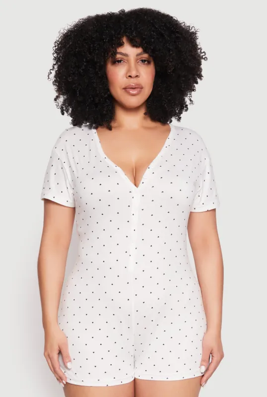 Plus Size Kiss Me Pajama Romper sold by Rainbow