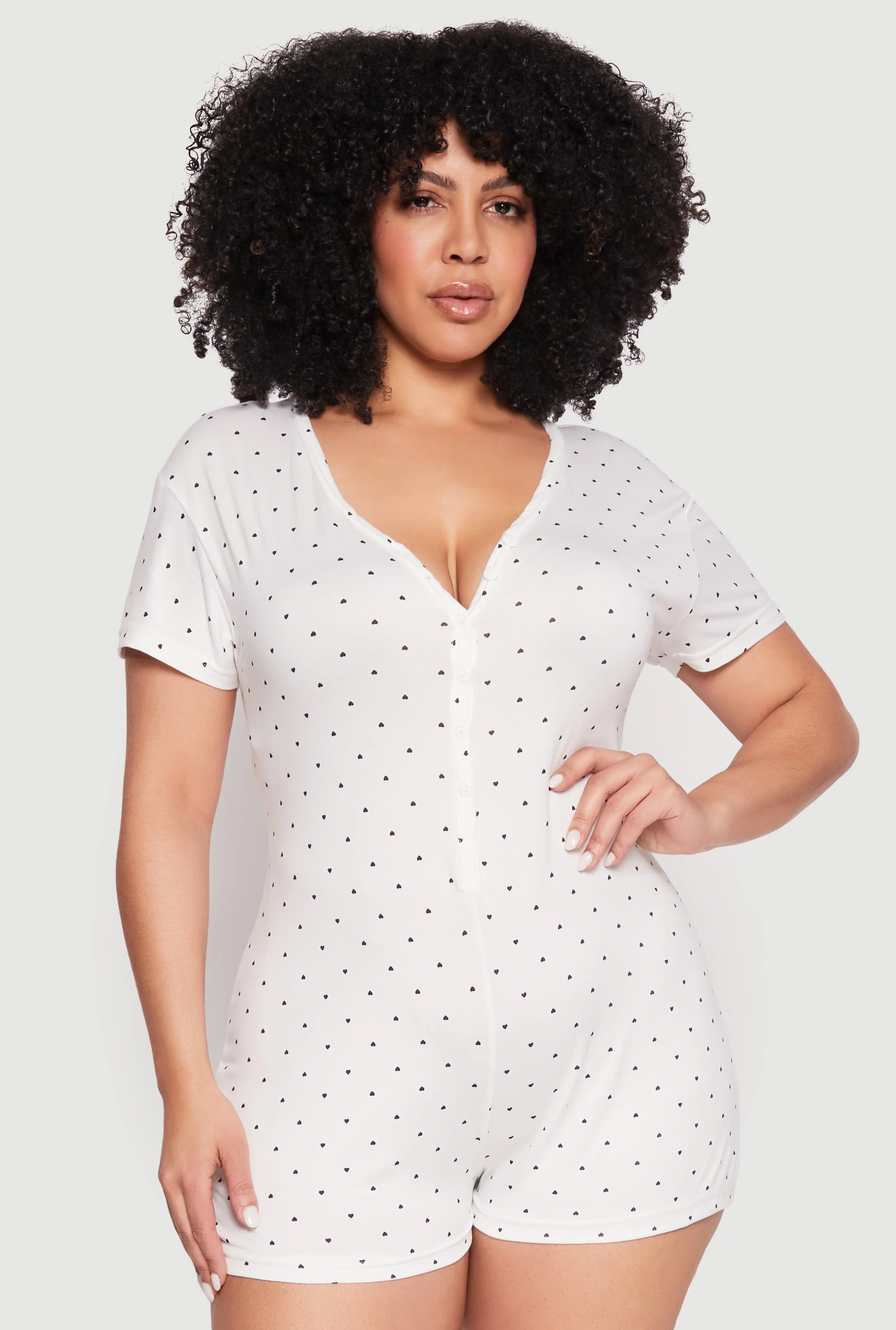 Plus Size Kiss Me Pajama Romper sold by Rainbow product image thumbnail 2