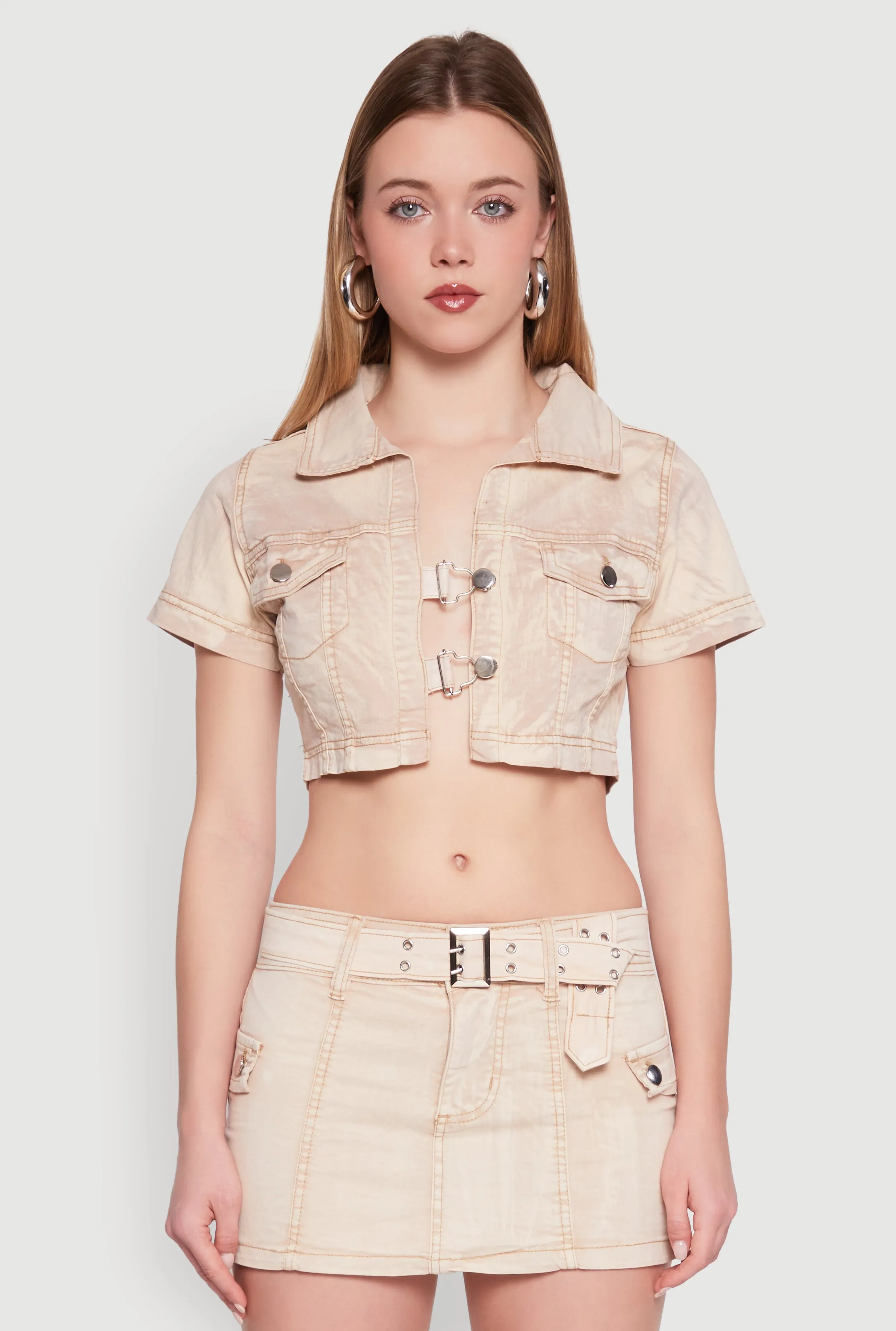 Spoon Jeans Mineral Wash Short Sleeve Cropped Jacket sold by Rainbow