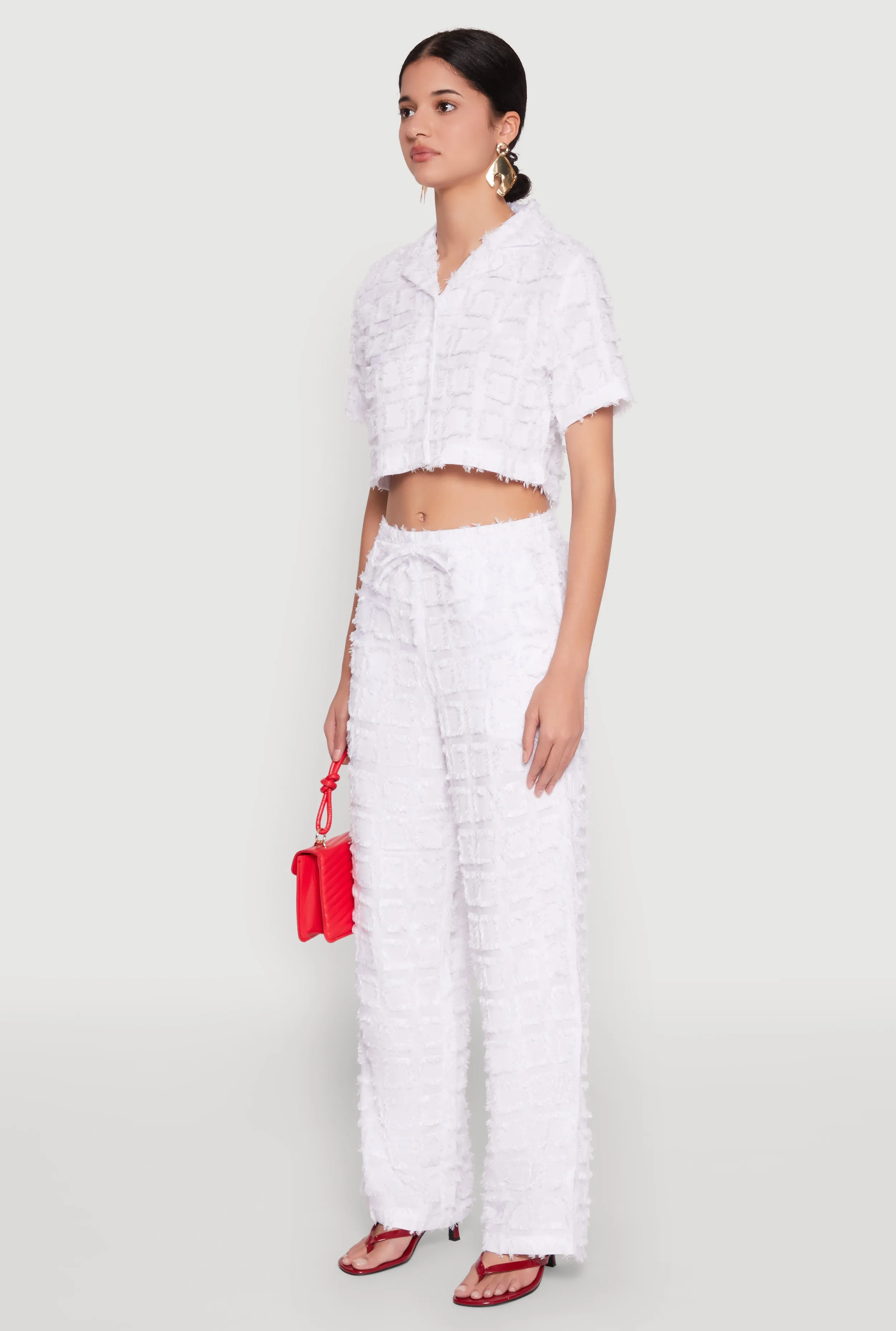 Spoon Jeans Plaid Frayed Cropped Shirt sold by Rainbow product image thumbnail 5