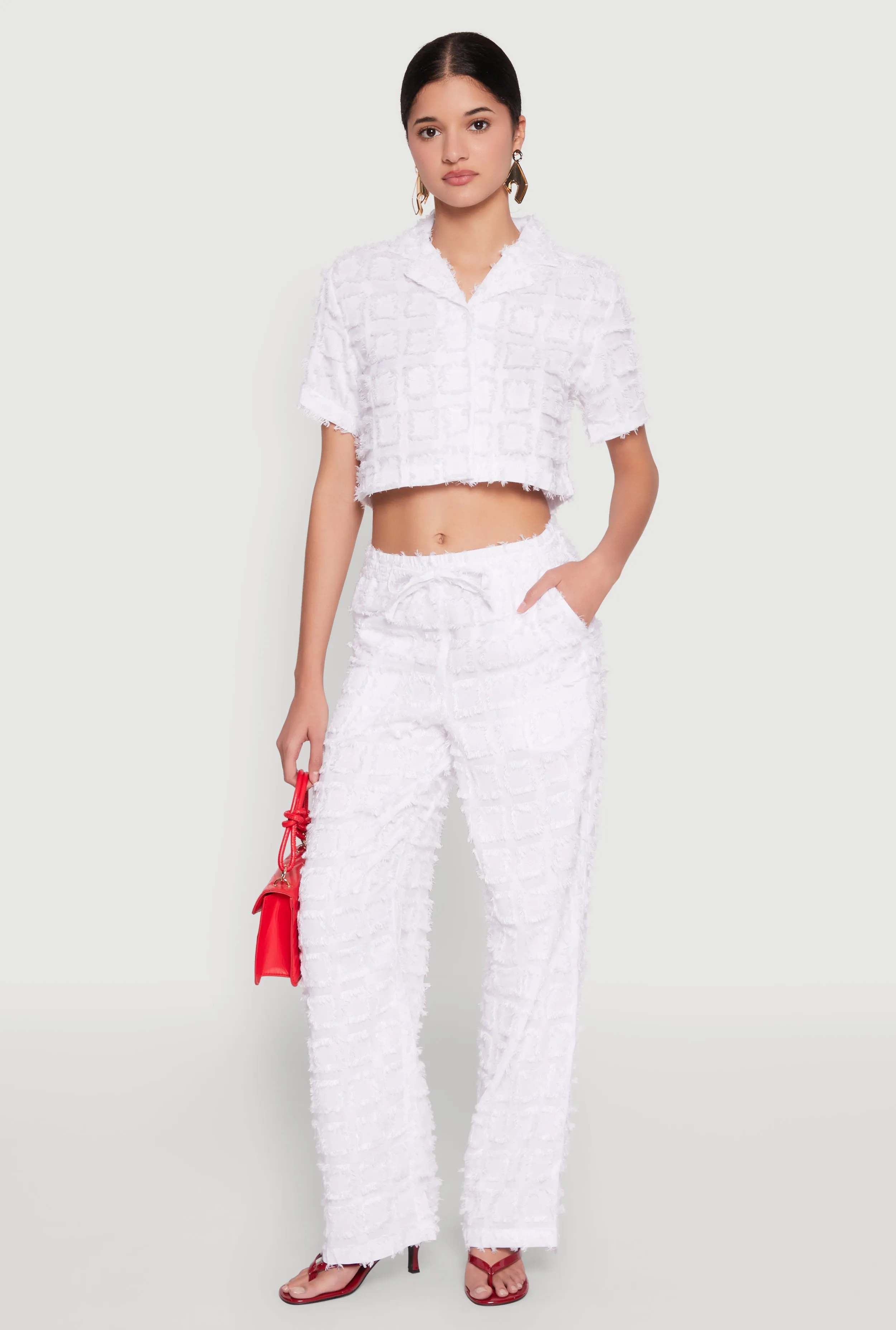 Spoon Jeans Plaid Frayed Cropped Shirt sold by Rainbow product image thumbnail 3