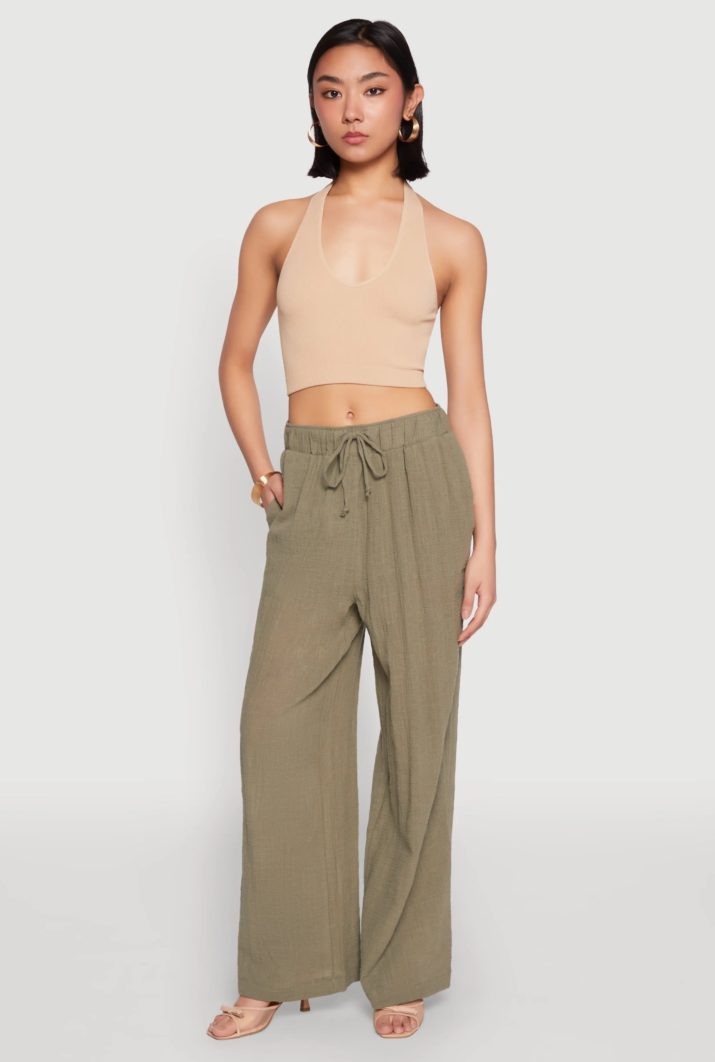 Gauze Knit Wide Leg Pants sold by Rainbow