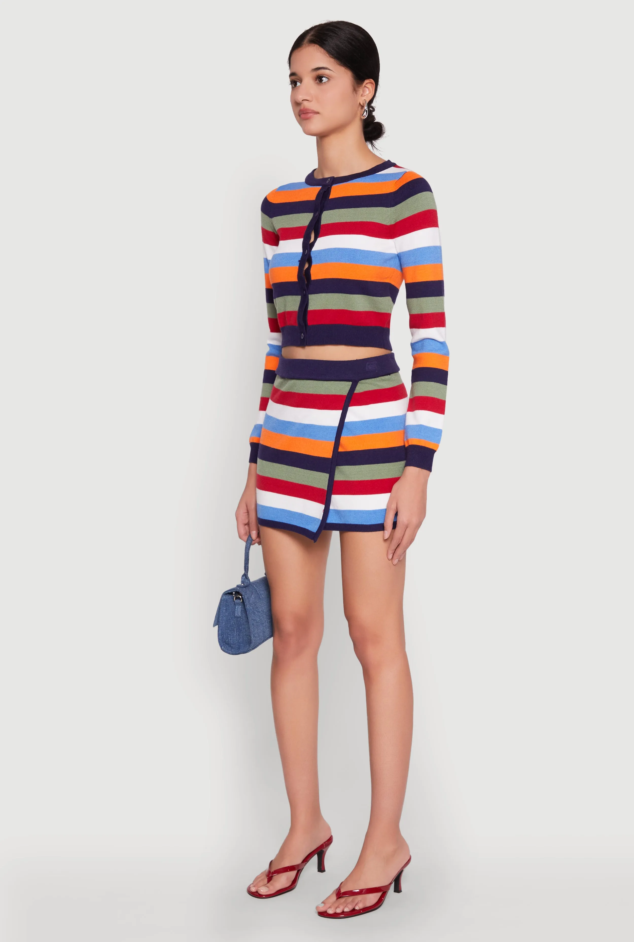 Daisy Striped Button Front Cropped Cardigan sold by Rainbow product image thumbnail 5