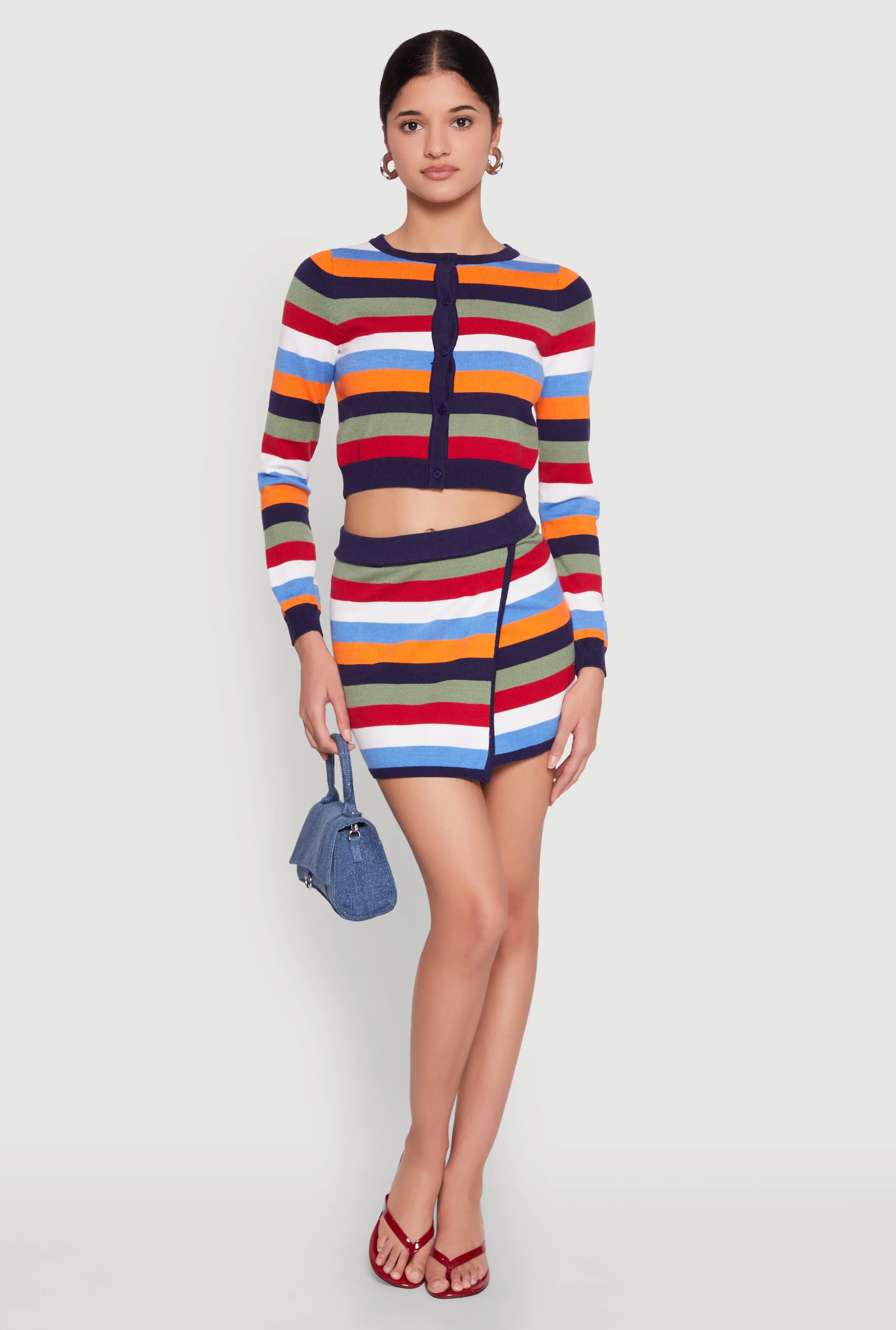 Daisy Striped Button Front Cropped Cardigan sold by Rainbow product image thumbnail 3