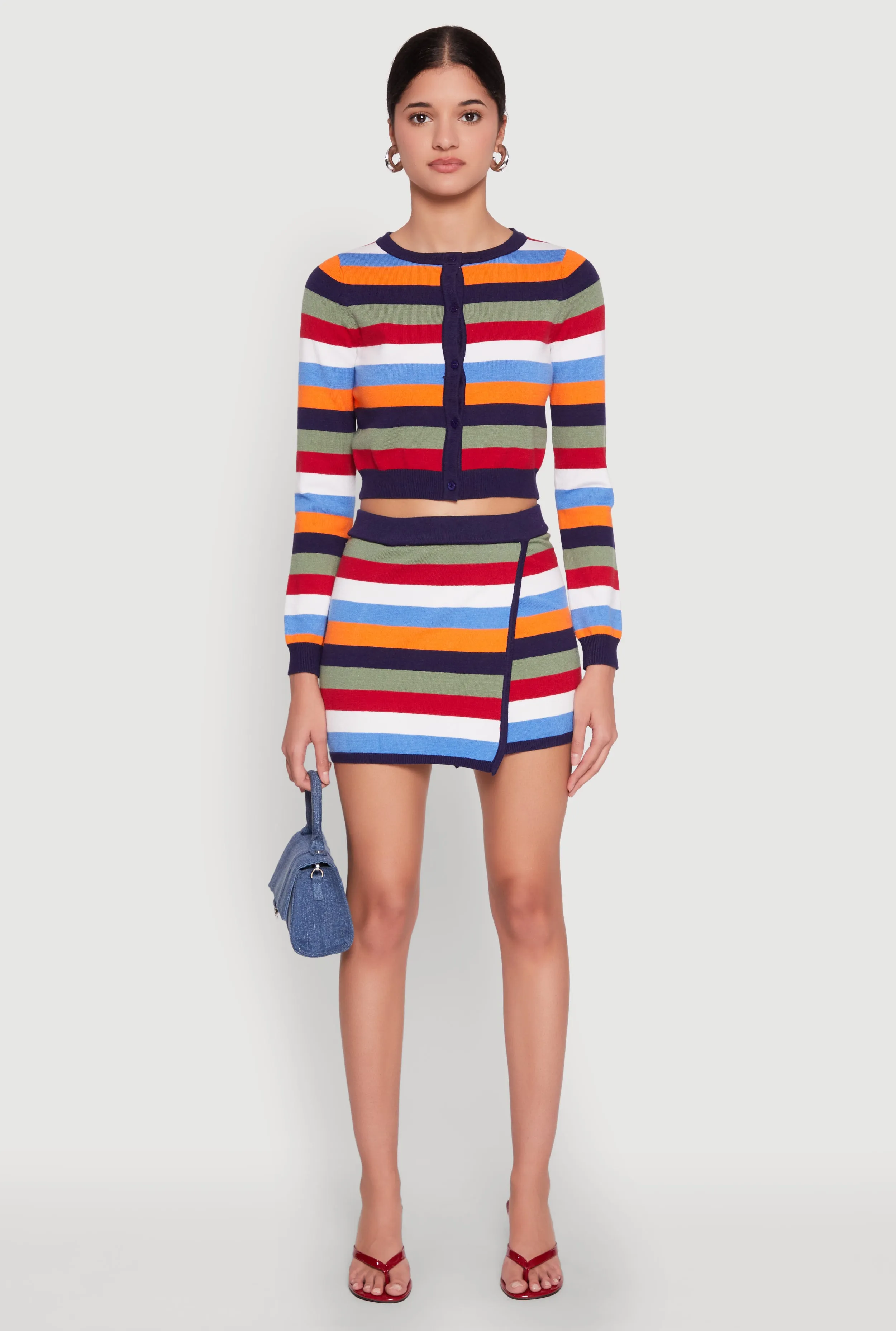 Daisy Striped Button Front Cropped Cardigan sold by Rainbow product image thumbnail 2