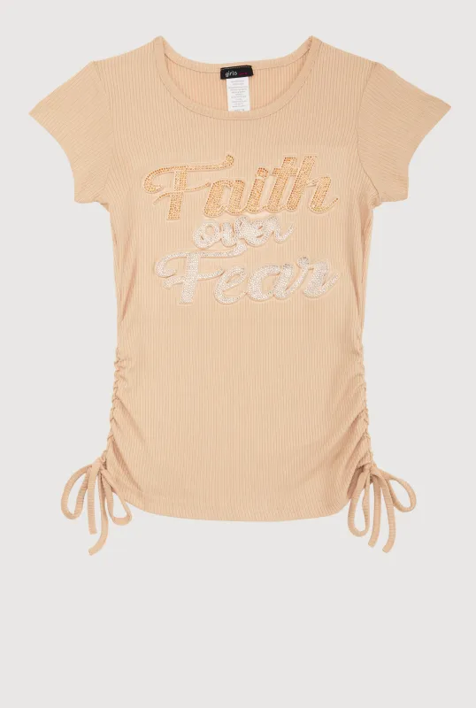 Girls 3D Faith Over Fear Graphic Top sold by Rainbow