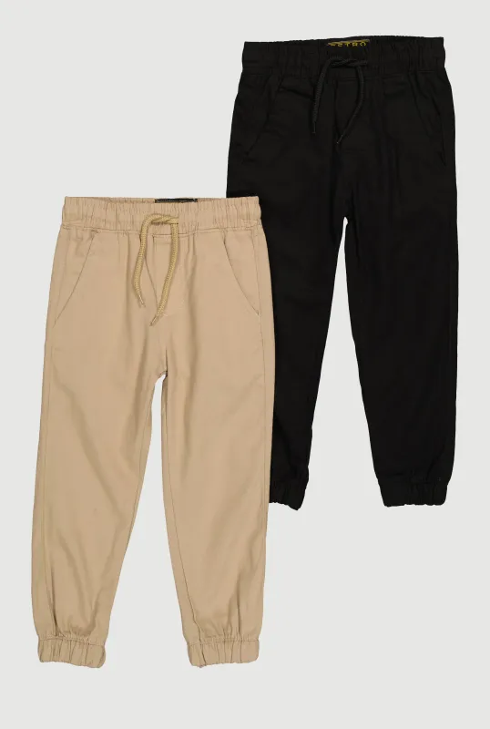 Little Boys Twill Drawstring Joggers 2 Pack sold by Rainbow