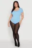Plus Size Scoop Neck Double Layered Bodysuit sold by Rainbow