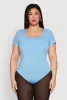 Plus Size Scoop Neck Double Layered Bodysuit sold by Rainbow