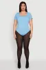 Plus Size Scoop Neck Double Layered Bodysuit sold by Rainbow