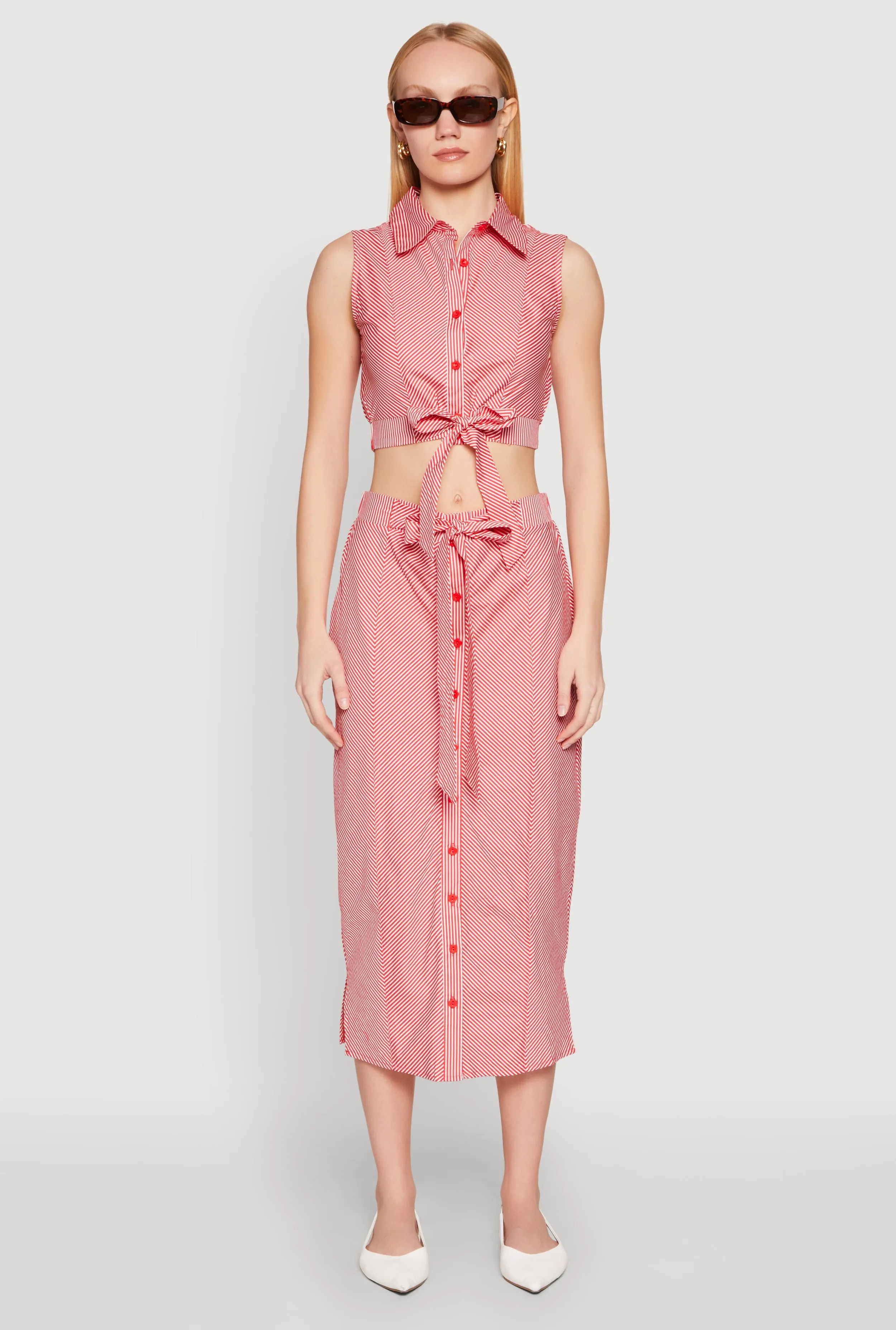 Striped Tie Front Crop Top sold by Rainbow product image thumbnail 2