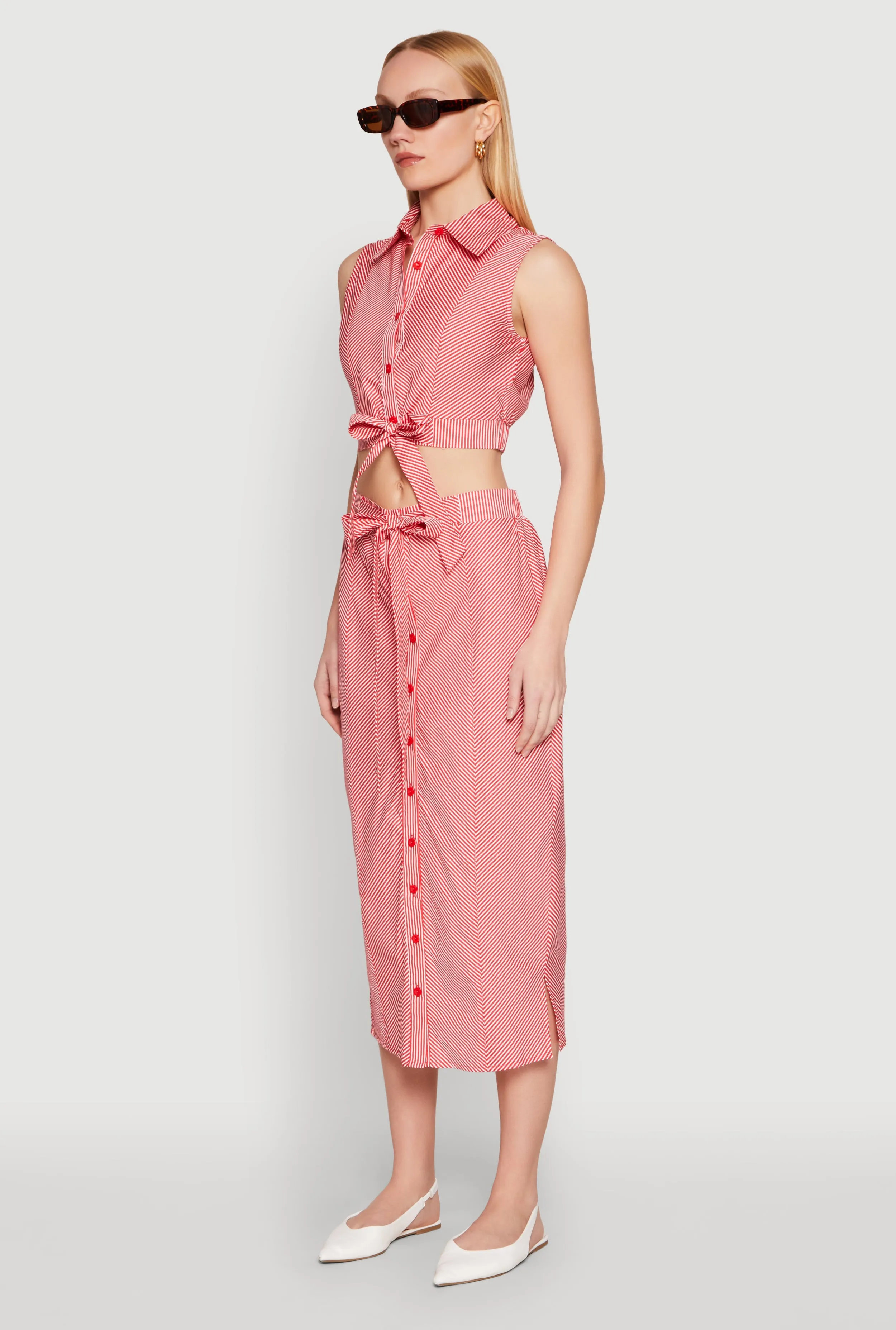 Striped Tie Front Crop Top sold by Rainbow product image thumbnail 5