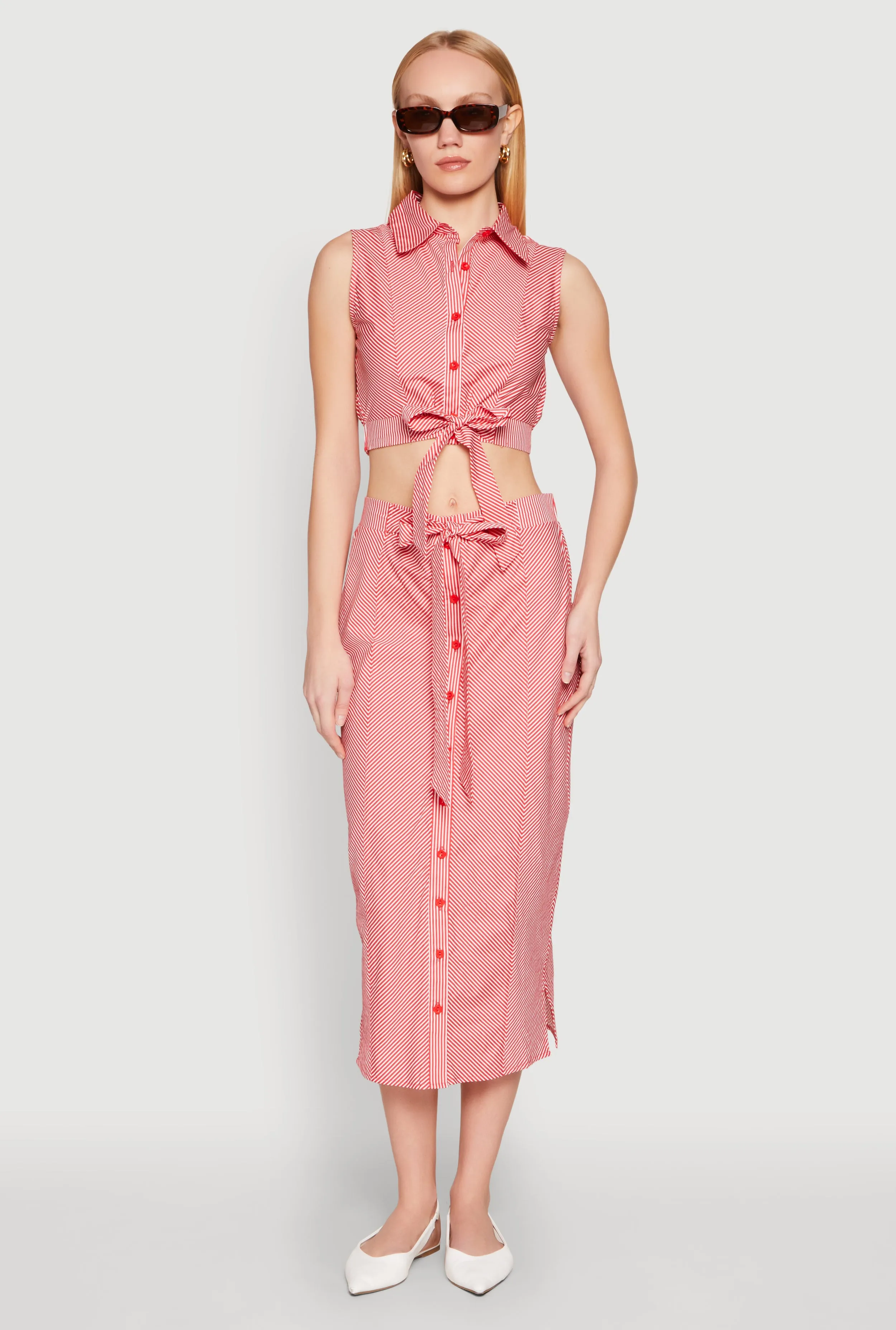 Striped Tie Front Crop Top sold by Rainbow product image thumbnail 3