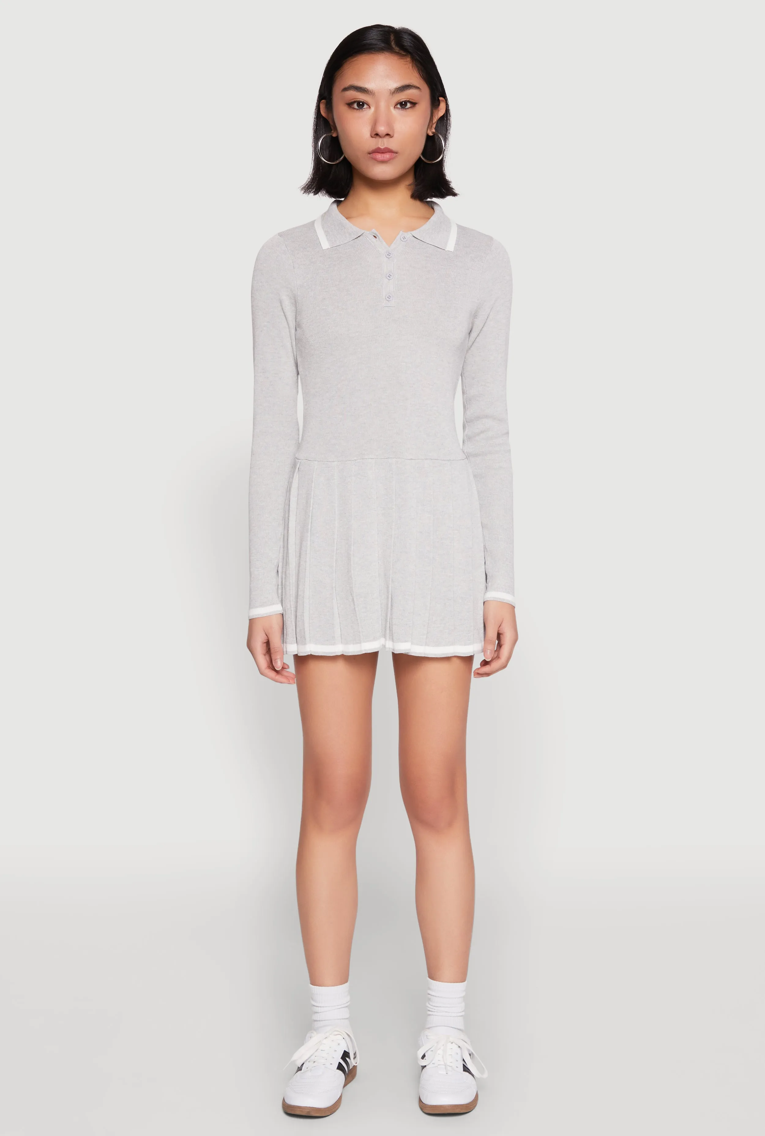Daisy Pleated Contrast Trim Sweater Dress sold by Rainbow