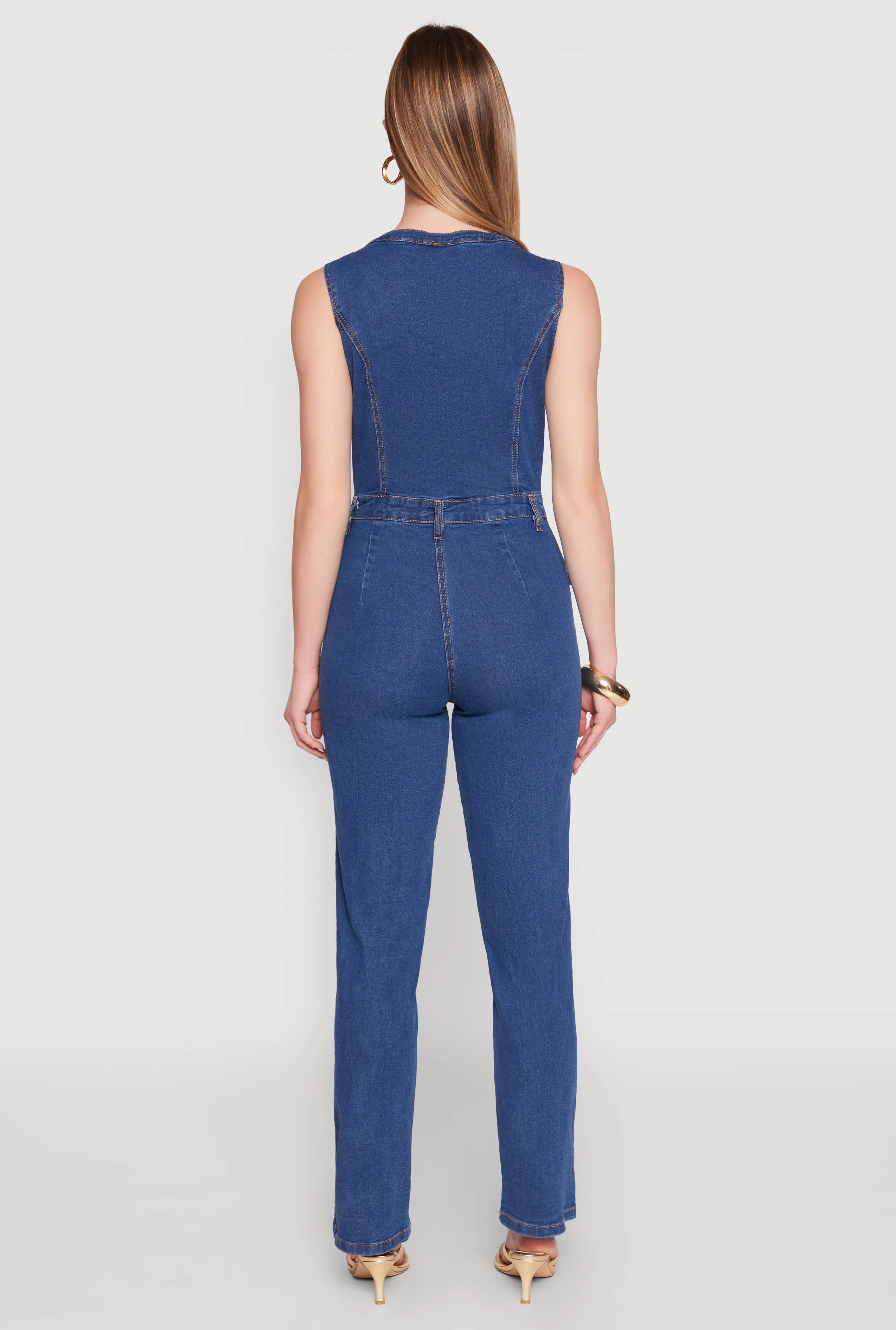 Daisy Sleeveless Button Front Denim Jumpsuit sold by Rainbow product image thumbnail 5