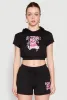 French Terry Bear Graphic Cropped Hoodie sold by Rainbow