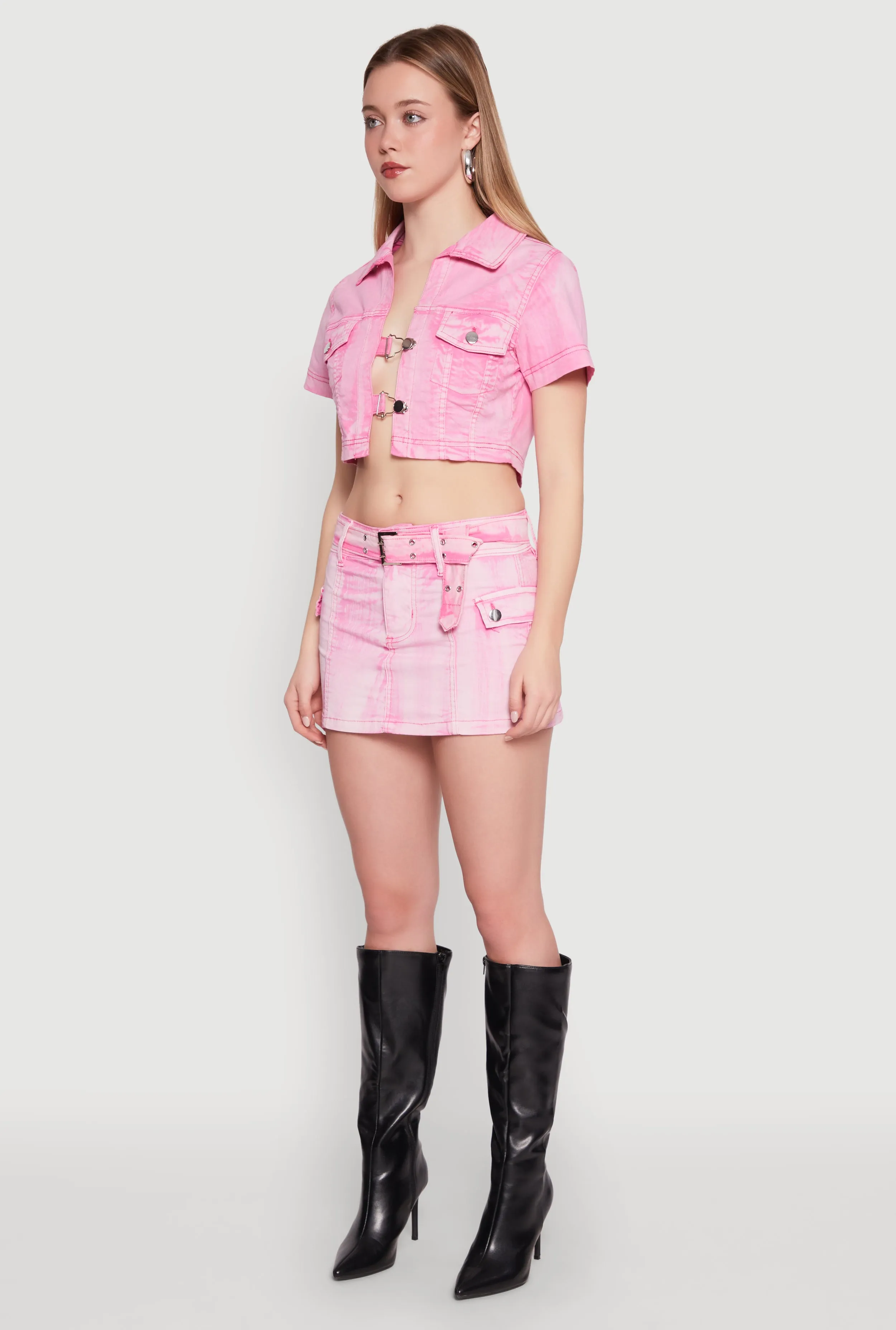 Spoon Jeans Mineral Wash Short Sleeve Cropped Jacket sold by Rainbow product image thumbnail 5