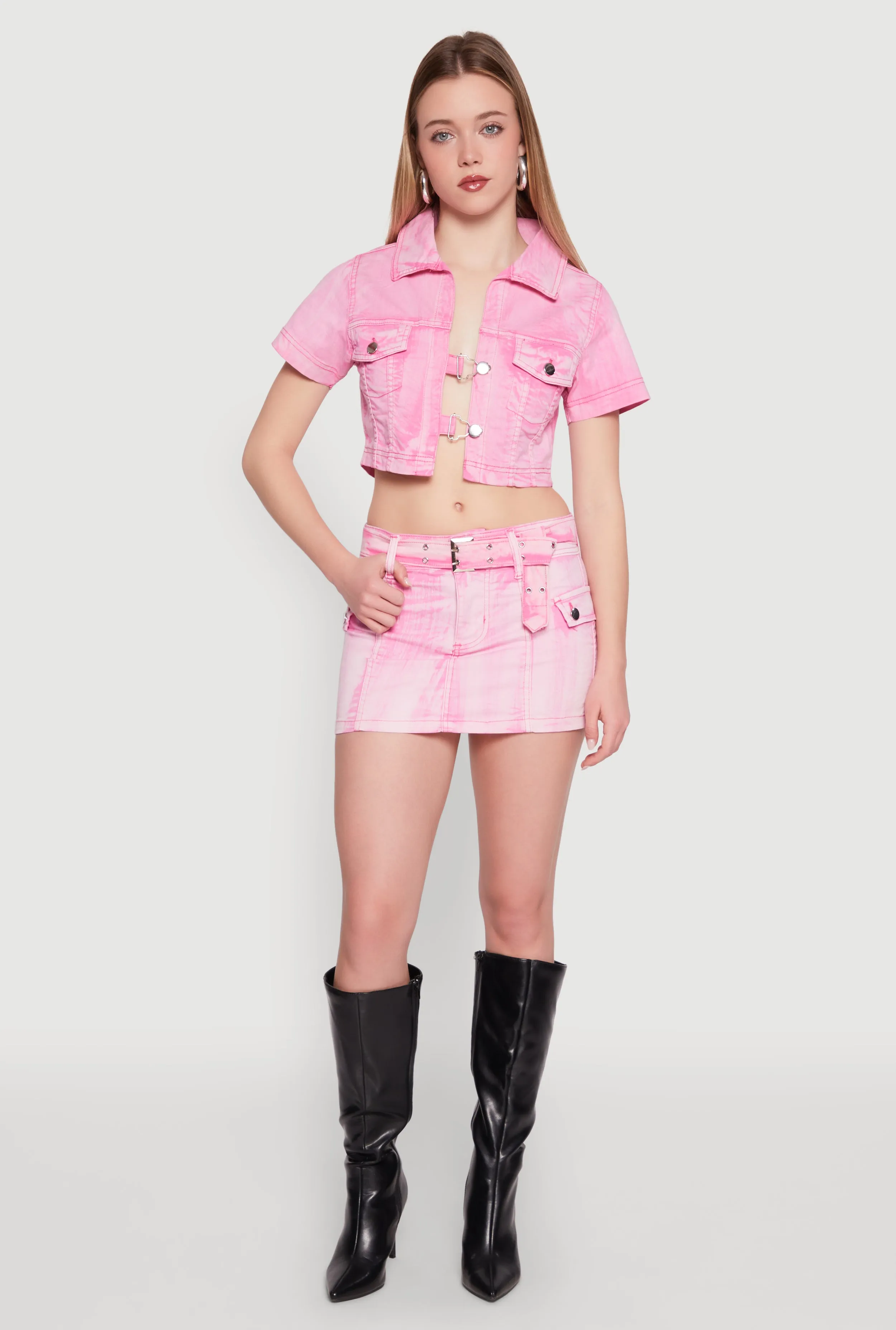 Spoon Jeans Mineral Wash Short Sleeve Cropped Jacket sold by Rainbow product image thumbnail 3