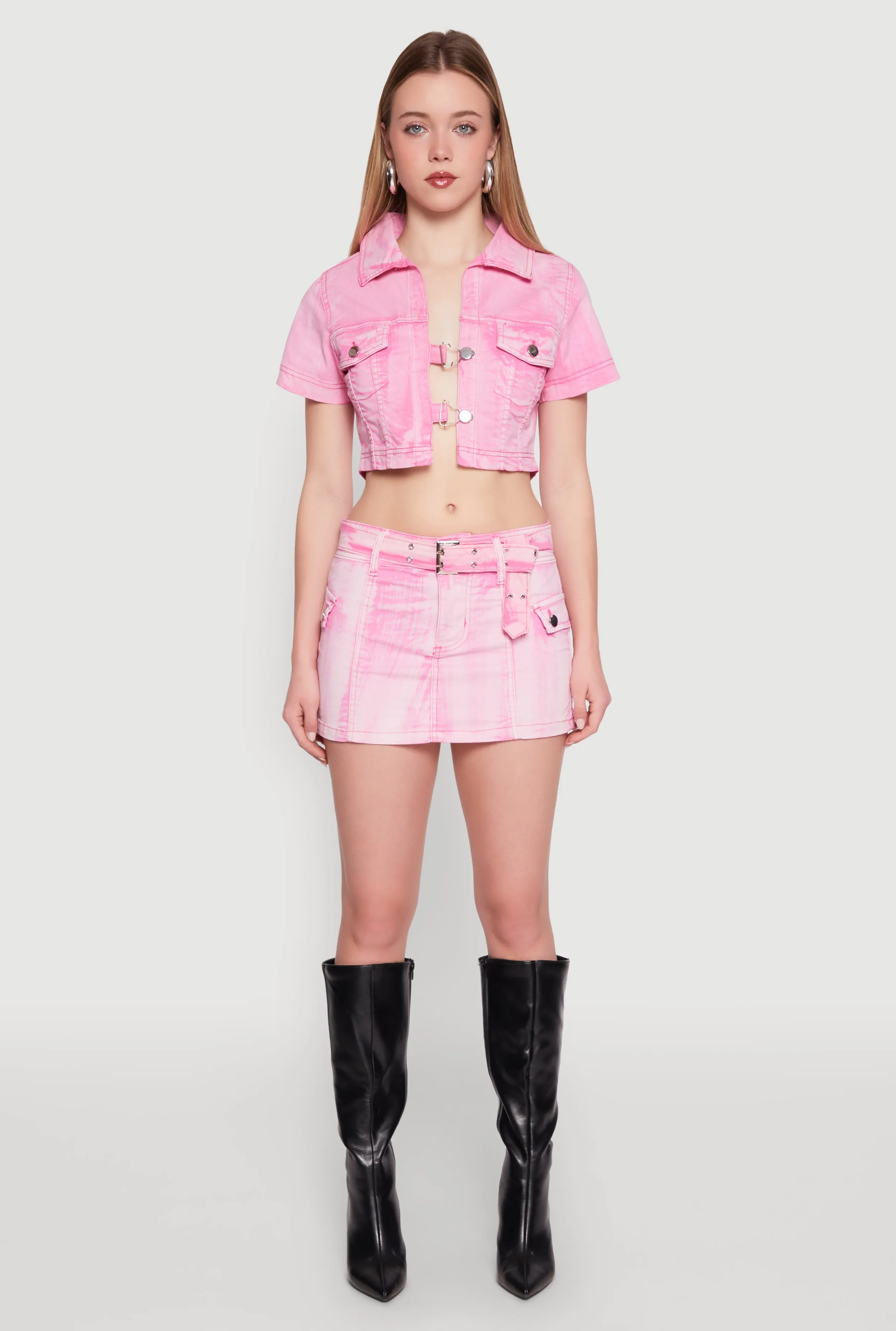 Spoon Jeans Mineral Wash Short Sleeve Cropped Jacket sold by Rainbow product image thumbnail 2