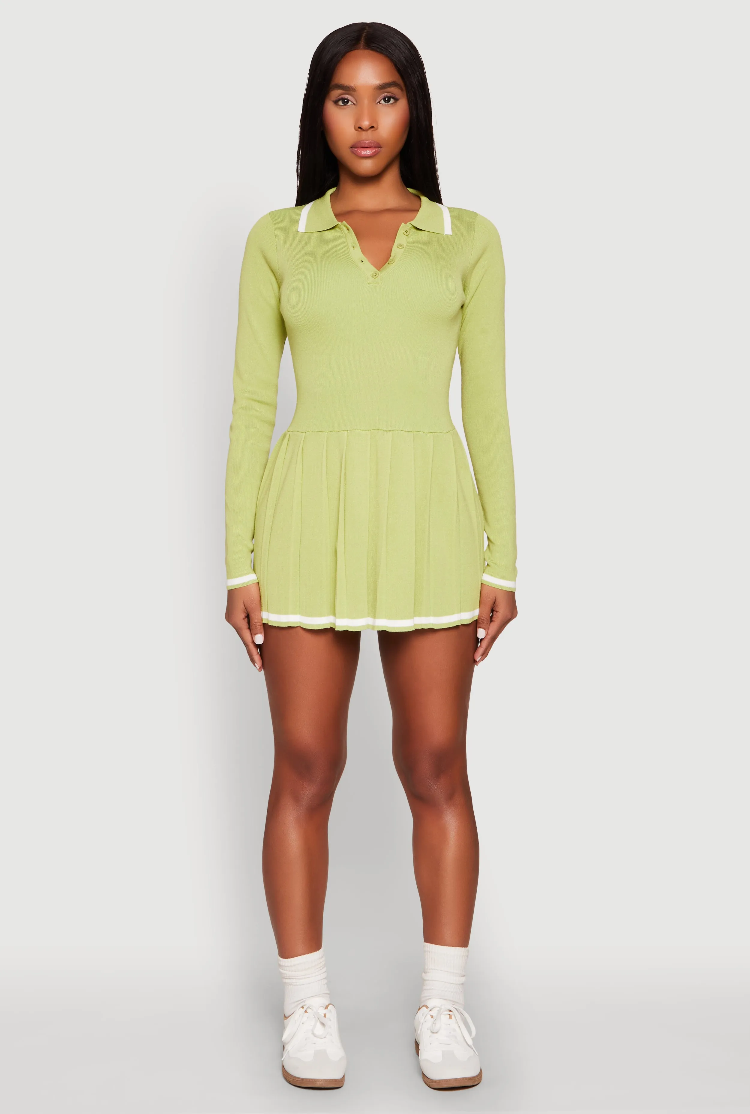 Daisy Pleated Contrast Trim Sweater Dress sold by Rainbow product image thumbnail 2