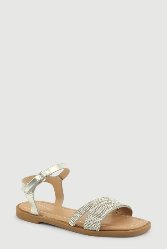 Girls Rhinestone Band Ankle Strap Sandals sold by Rainbow