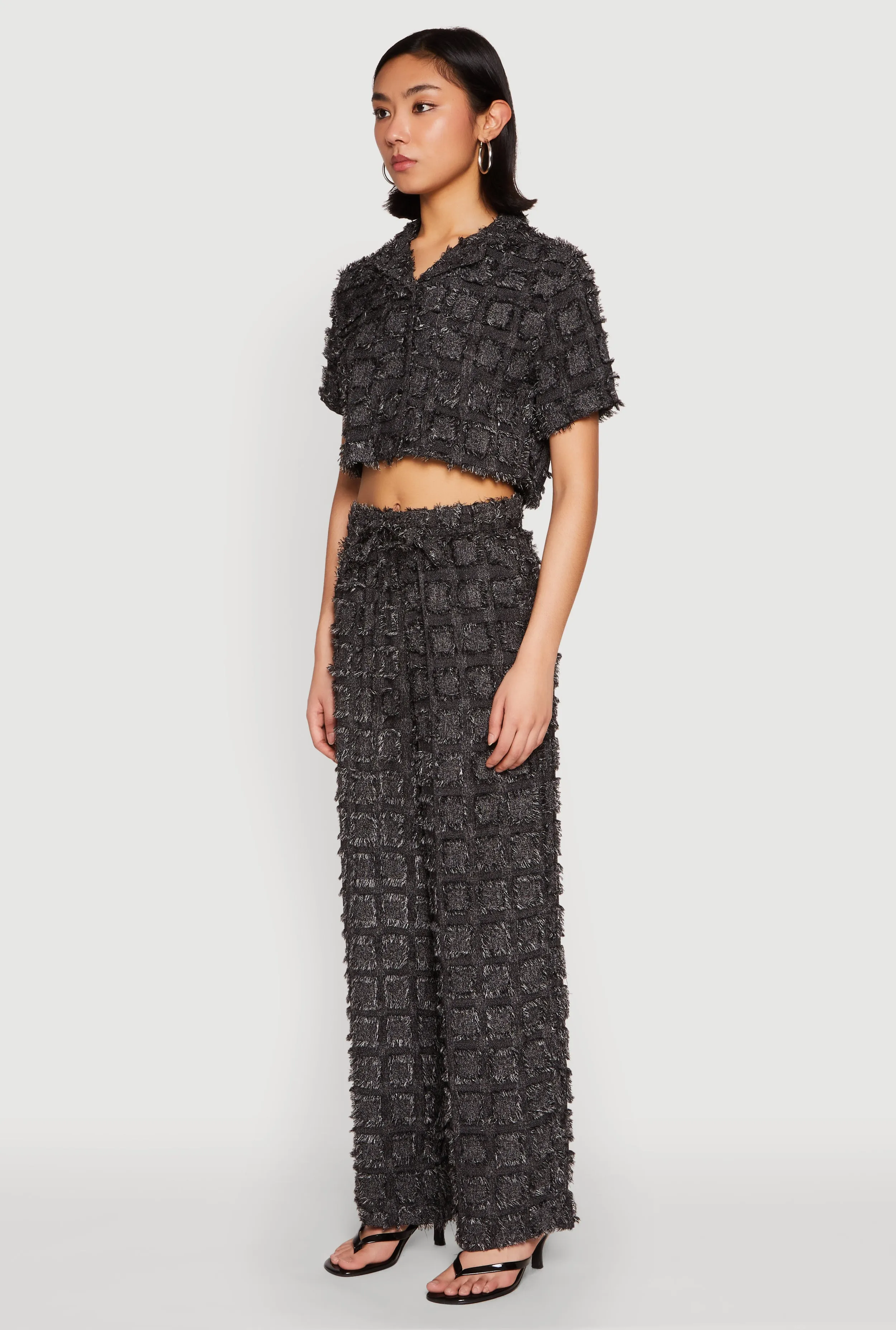 Spoon Jeans Plaid Frayed Cropped Shirt sold by Rainbow product image thumbnail 5