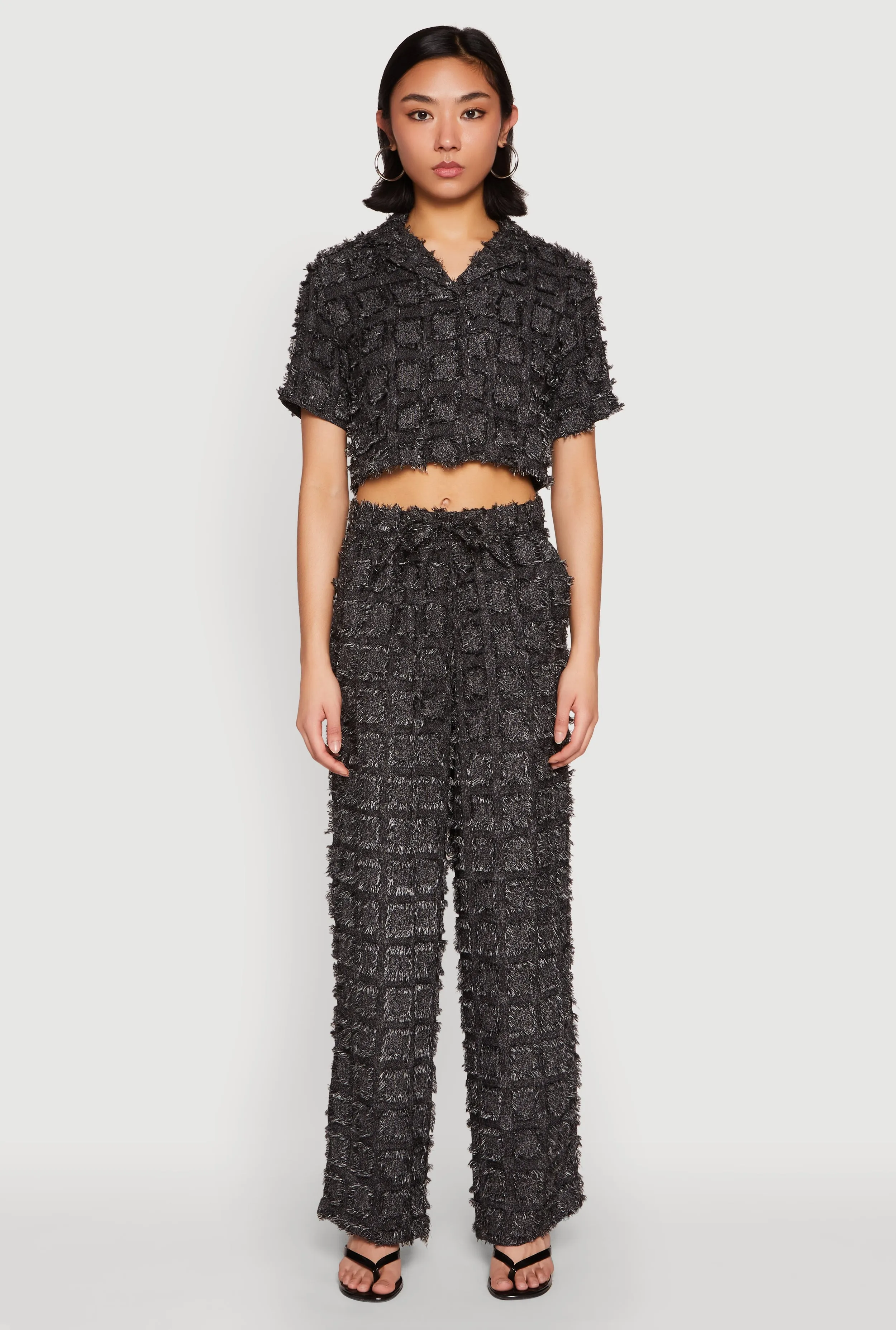 Spoon Jeans Plaid Frayed Cropped Shirt sold by Rainbow product image thumbnail 3