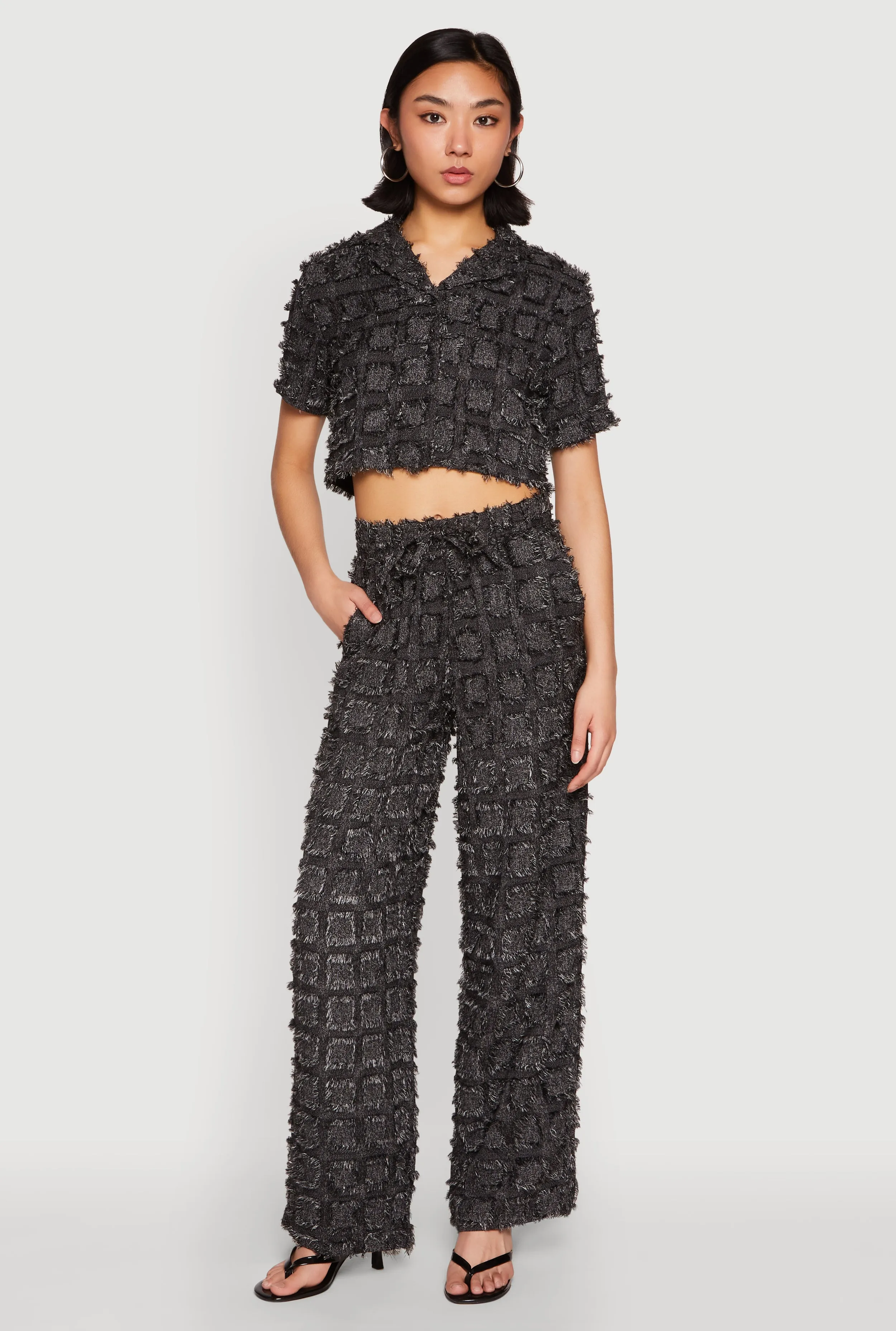 Spoon Jeans Plaid Frayed Cropped Shirt sold by Rainbow product image thumbnail 2