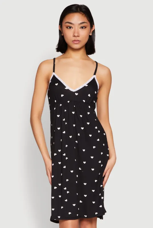 Soft Knit Heart Print Cami Nightgown sold by Rainbow
