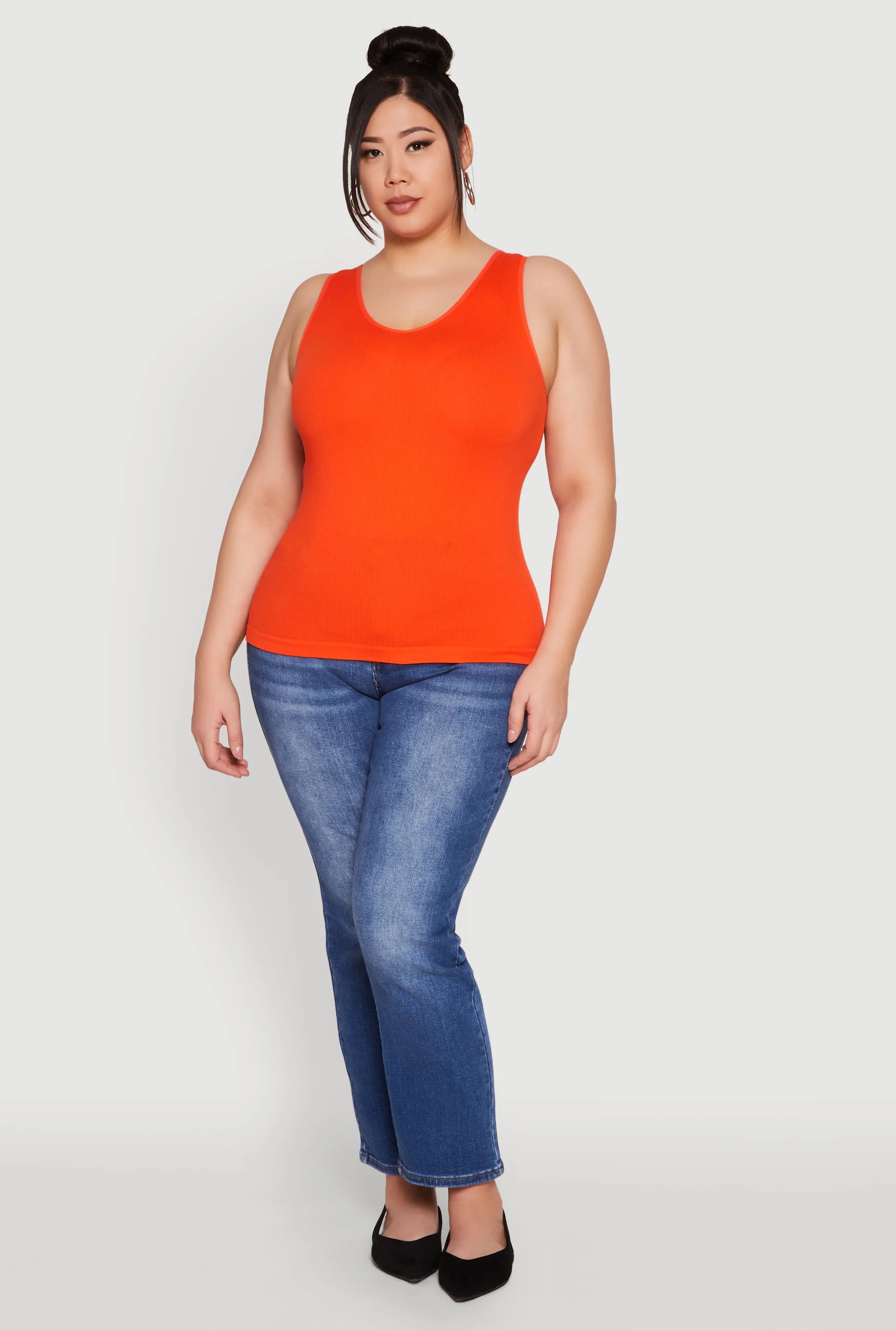 Plus Size Seamless Rib Knit Tank Top sold by Rainbow