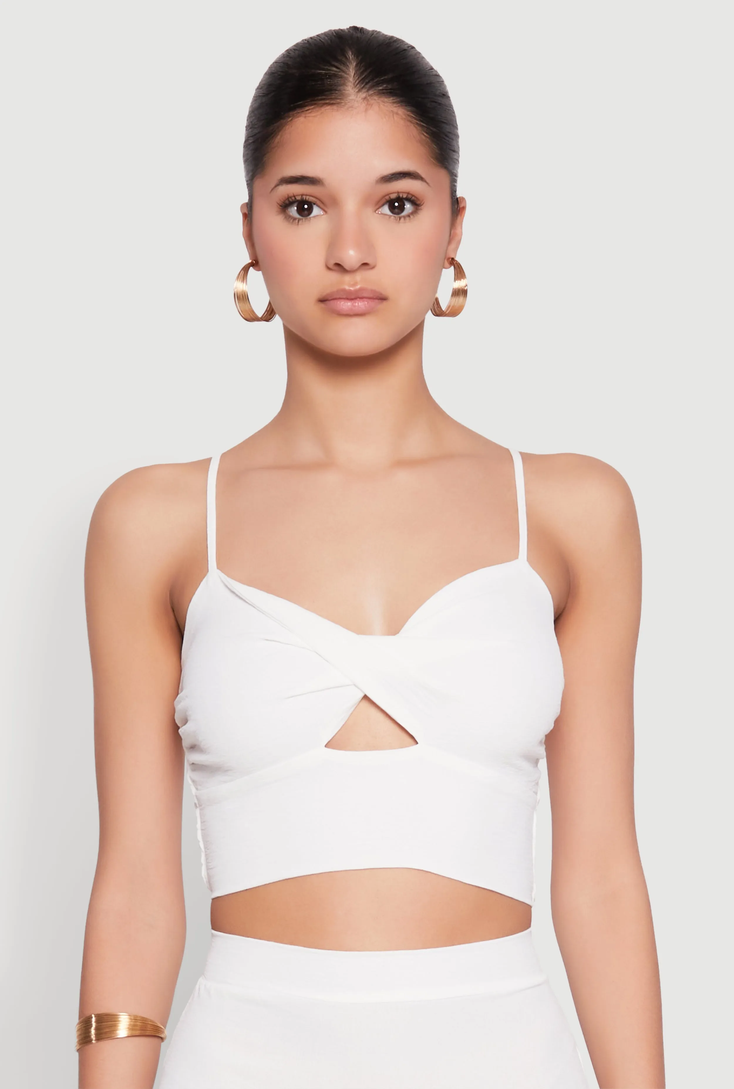 Airy Twist Front Crop Top sold by Rainbow