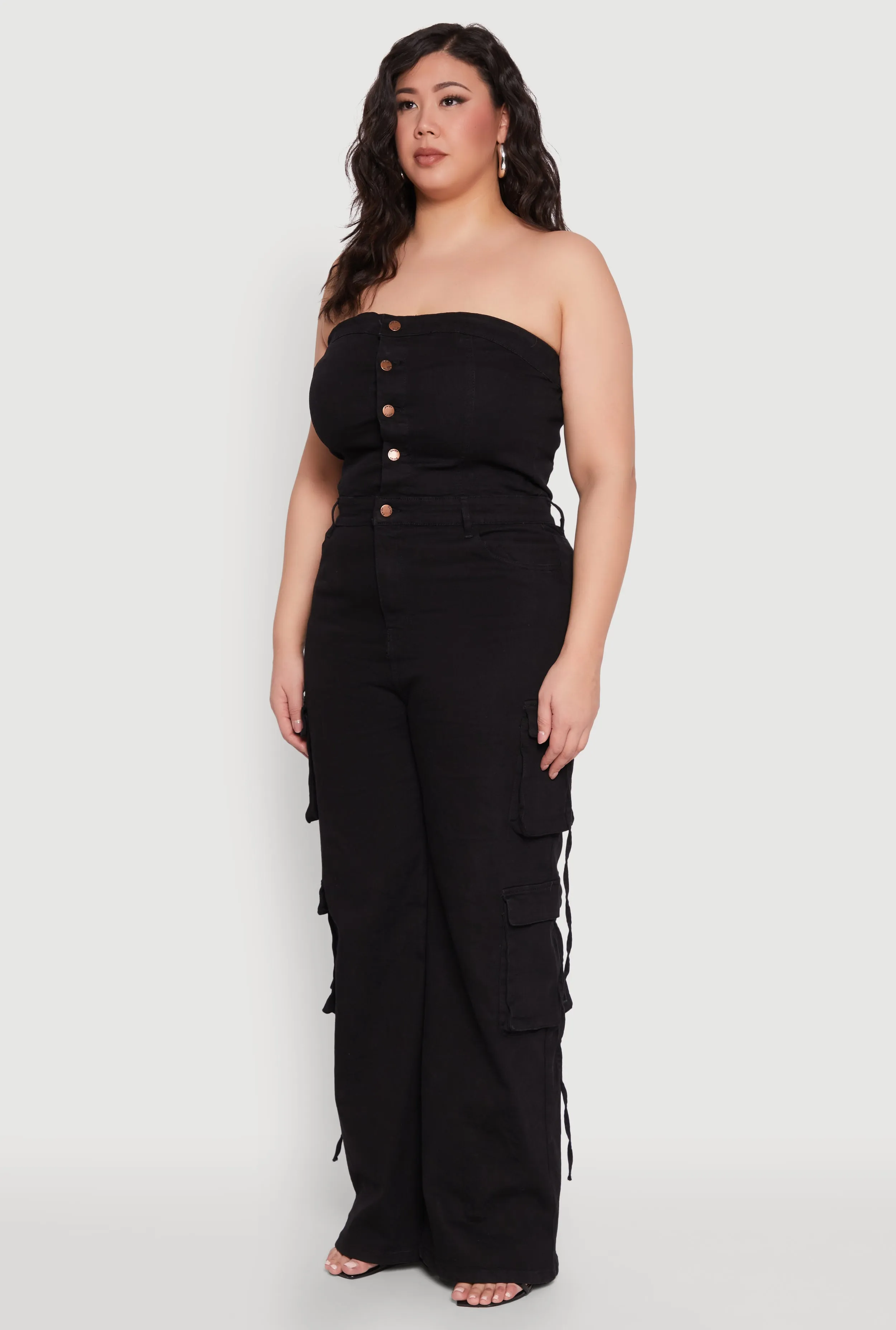 Plus Size Daisy Strapless Denim Cargo Jumpsuit sold by Rainbow product image thumbnail 3