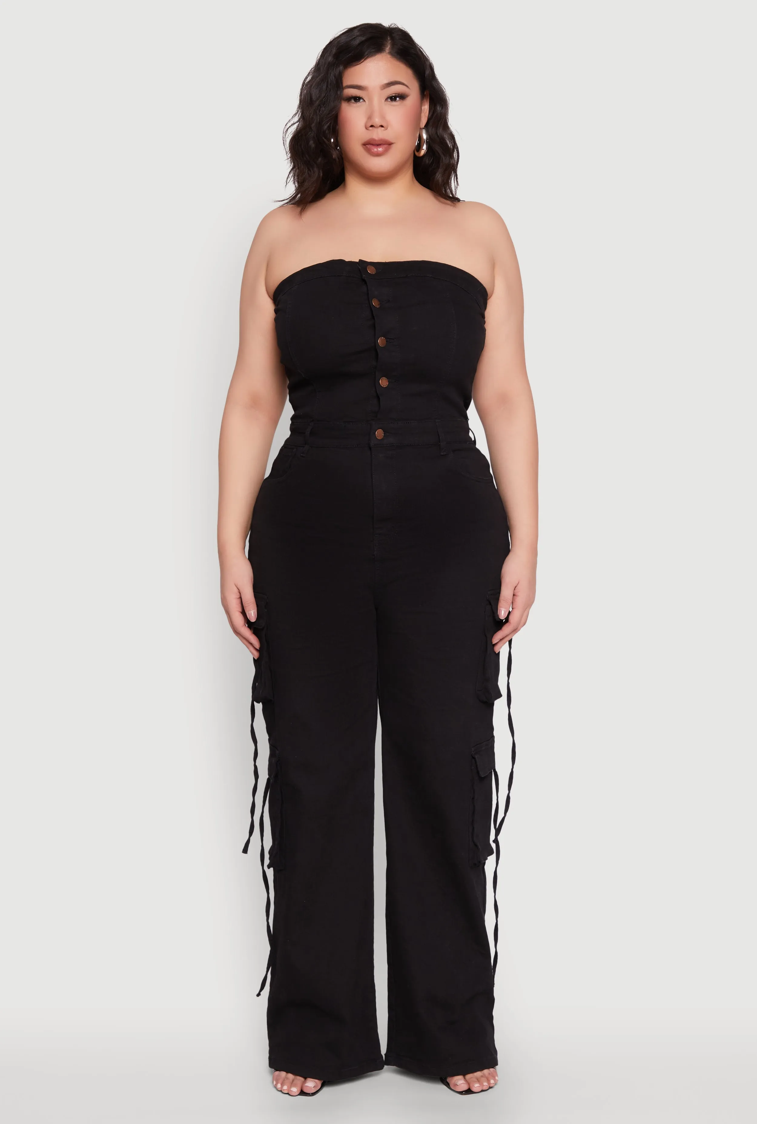 Plus Size Daisy Strapless Denim Cargo Jumpsuit sold by Rainbow product image thumbnail 2