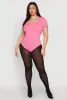 Plus Size Scoop Neck Double Layered Bodysuit sold by Rainbow