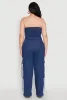 Plus Size Daisy Strapless Denim Cargo Jumpsuit sold by Rainbow