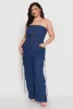 Plus Size Daisy Strapless Denim Cargo Jumpsuit sold by Rainbow
