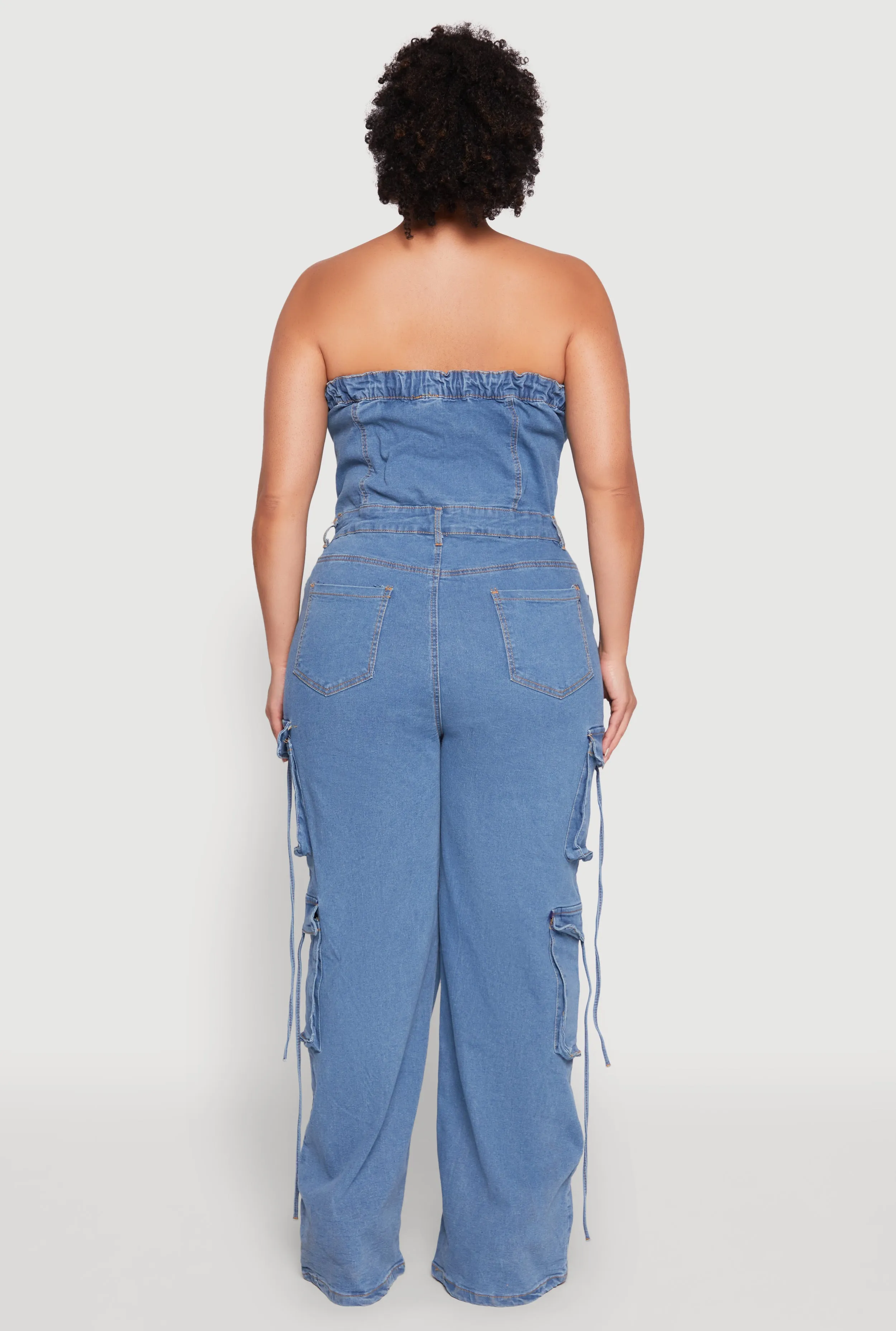 Plus Size Daisy Strapless Denim Cargo Jumpsuit sold by Rainbow product image thumbnail 5