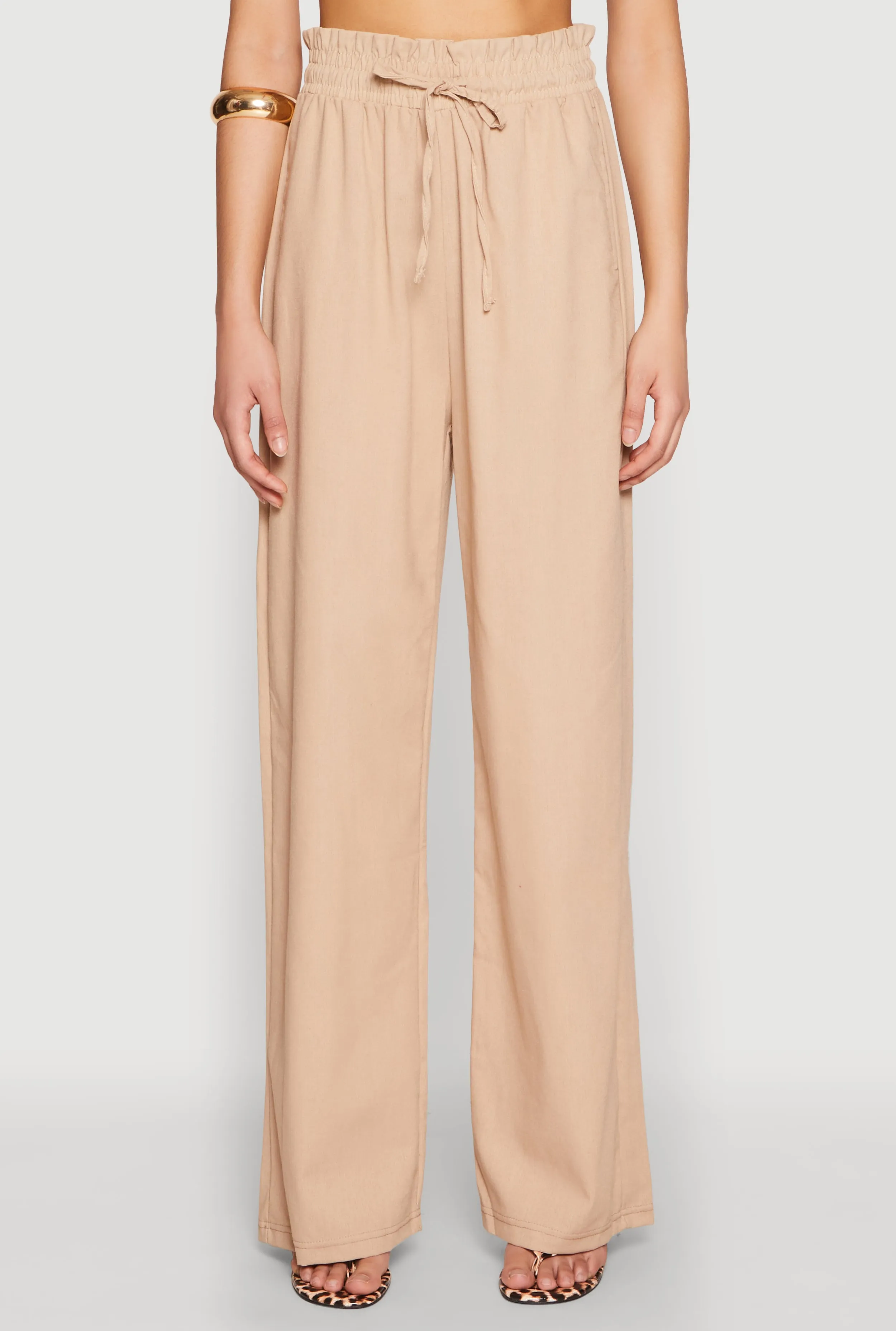 Drawstring Linen Wide Leg Pants sold by Rainbow product image thumbnail 5