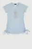 Girls Rhinestone Fringe Star Ruched Top sold by Rainbow