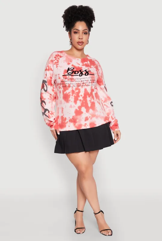 Plus Size Mineral Wash Boss Graphic Sweatshirt sold by Rainbow