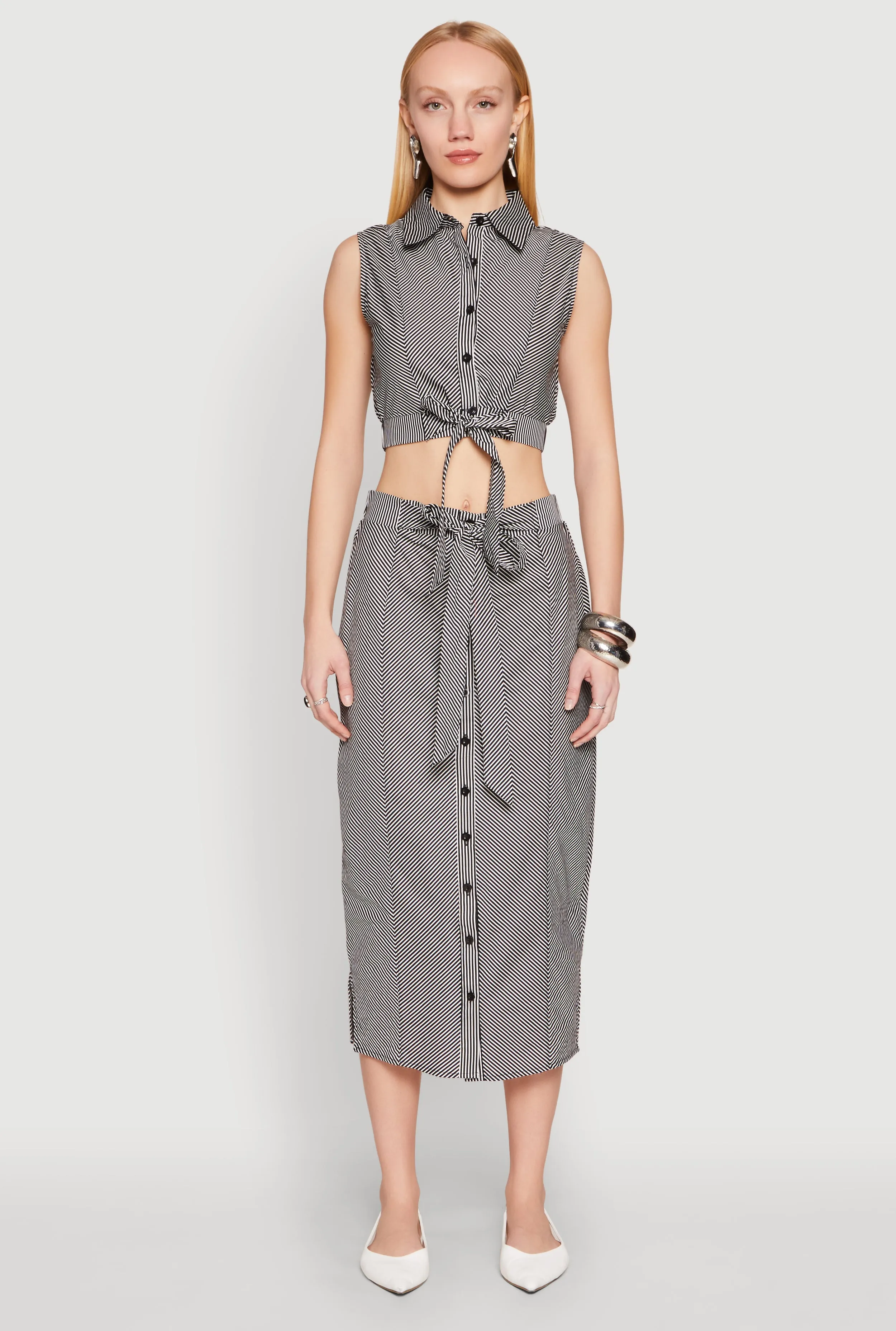 Striped Tie Front Midi Skirt sold by Rainbow product image thumbnail 2