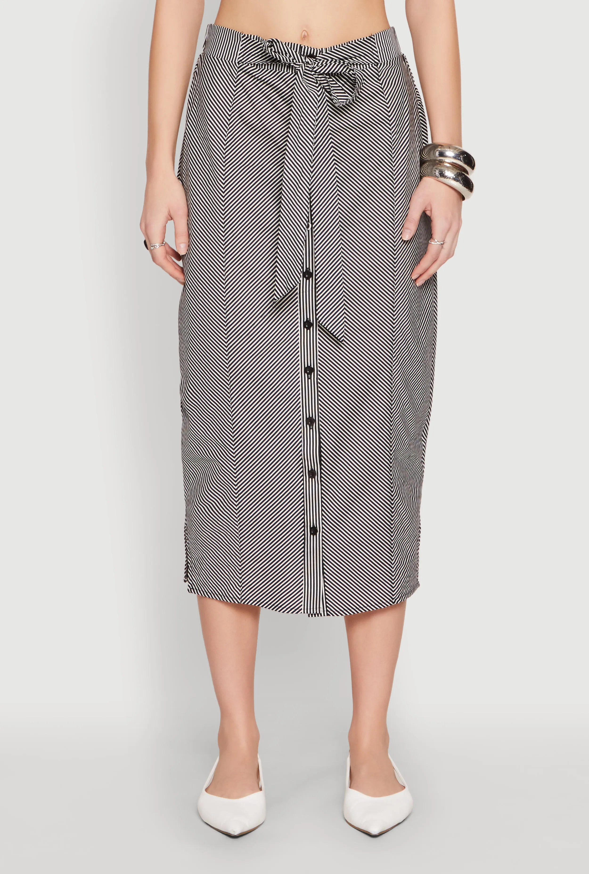 Striped Tie Front Midi Skirt sold by Rainbow product image thumbnail 3