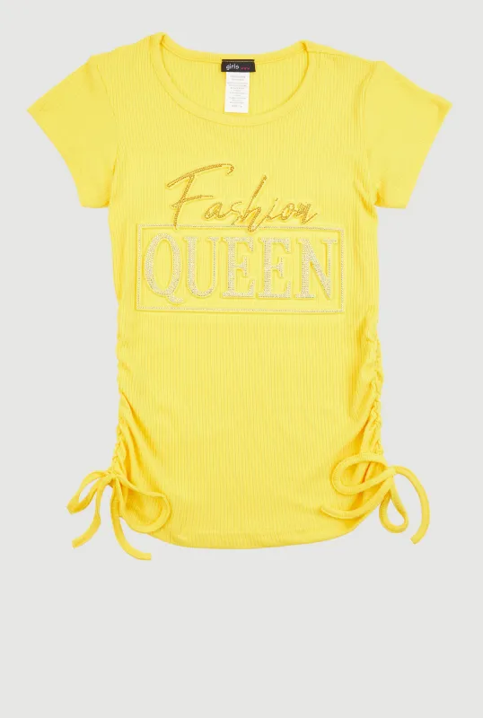 Girls 3D Fashion Queen Rhinestone Graphic Top sold by Rainbow