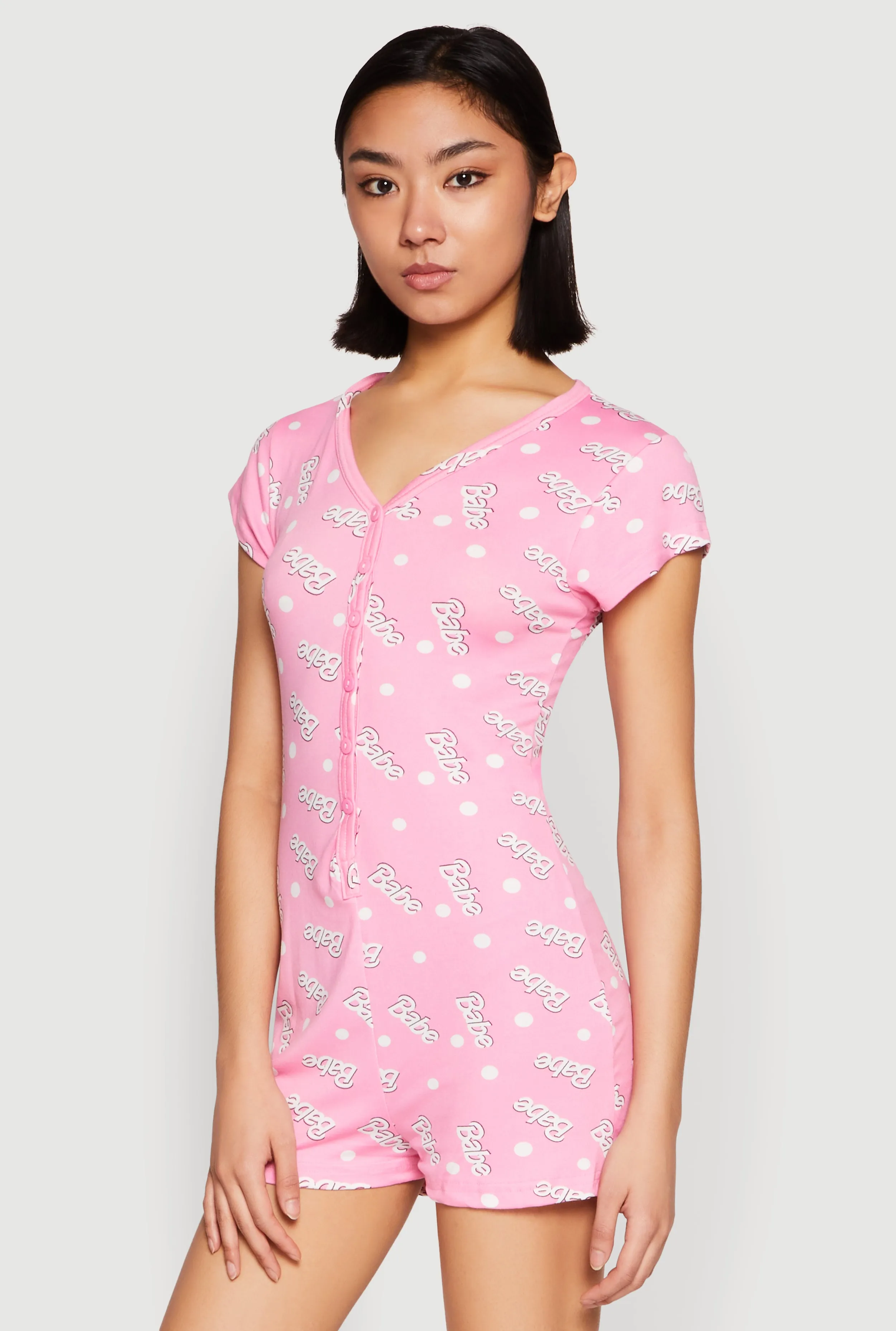 Soft Knit Babe Button Front Pajama Romper sold by Rainbow