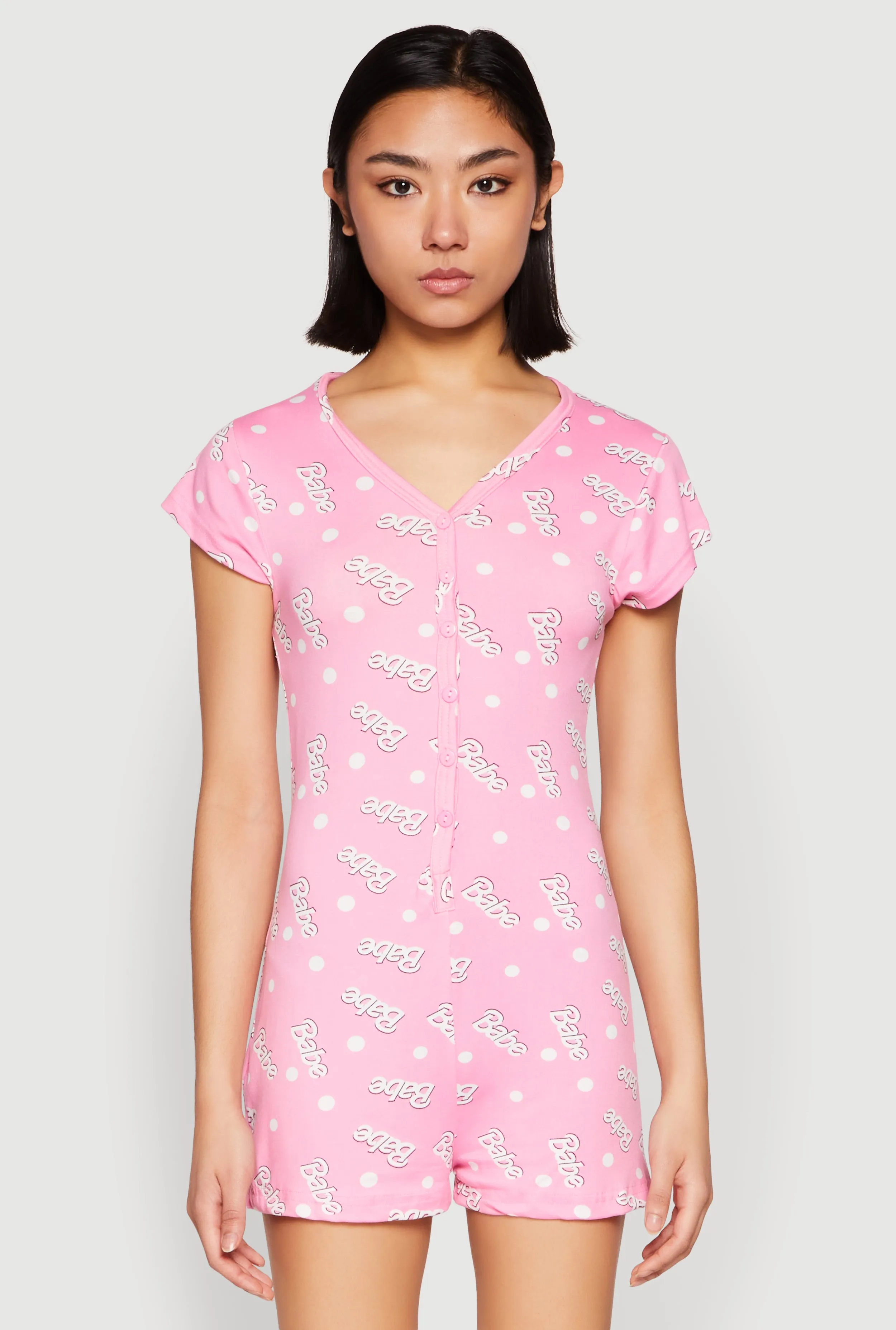 Soft Knit Babe Button Front Pajama Romper sold by Rainbow product image thumbnail 2