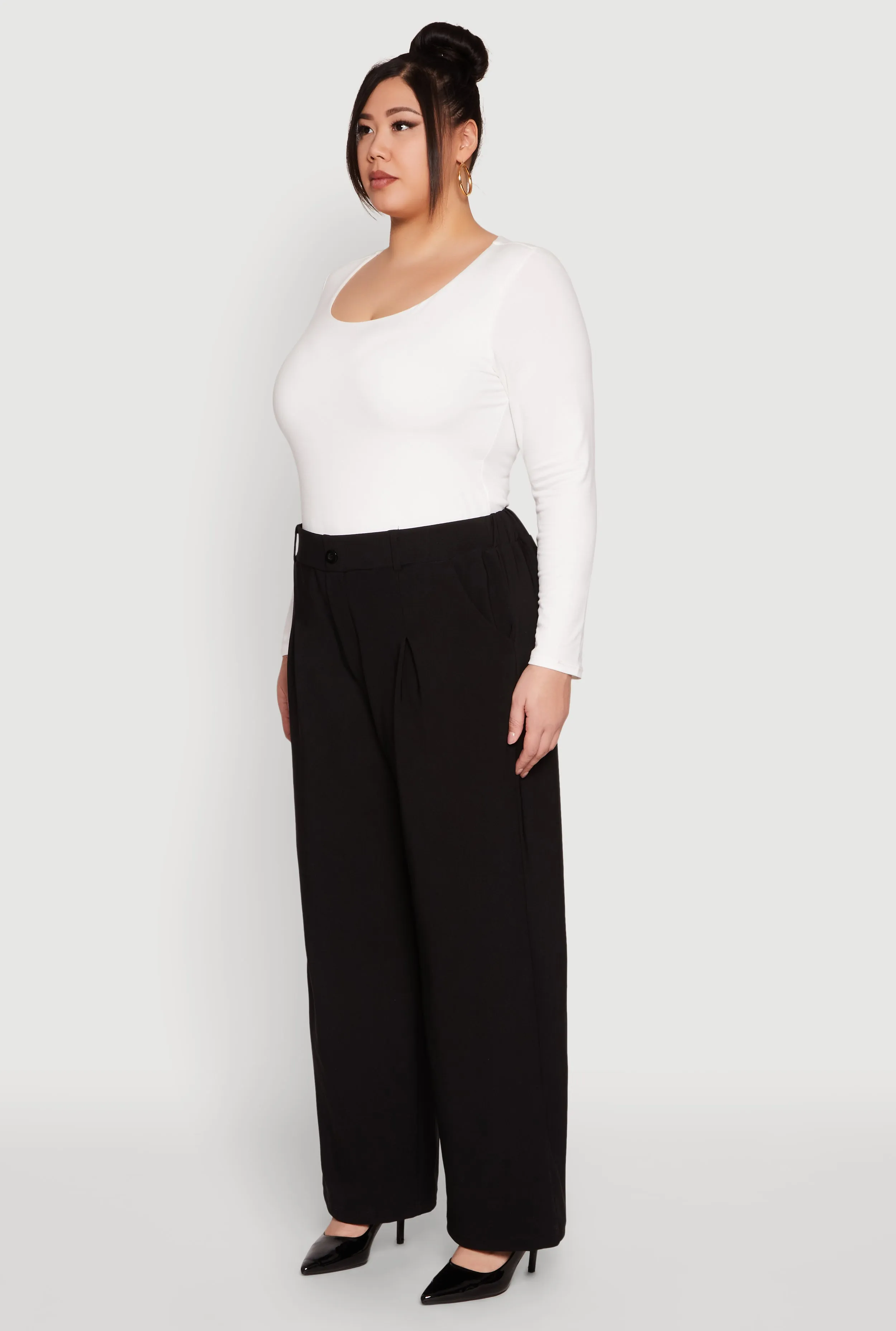 Plus Size High Waist Wide Leg Trousers sold by Rainbow product image thumbnail 3